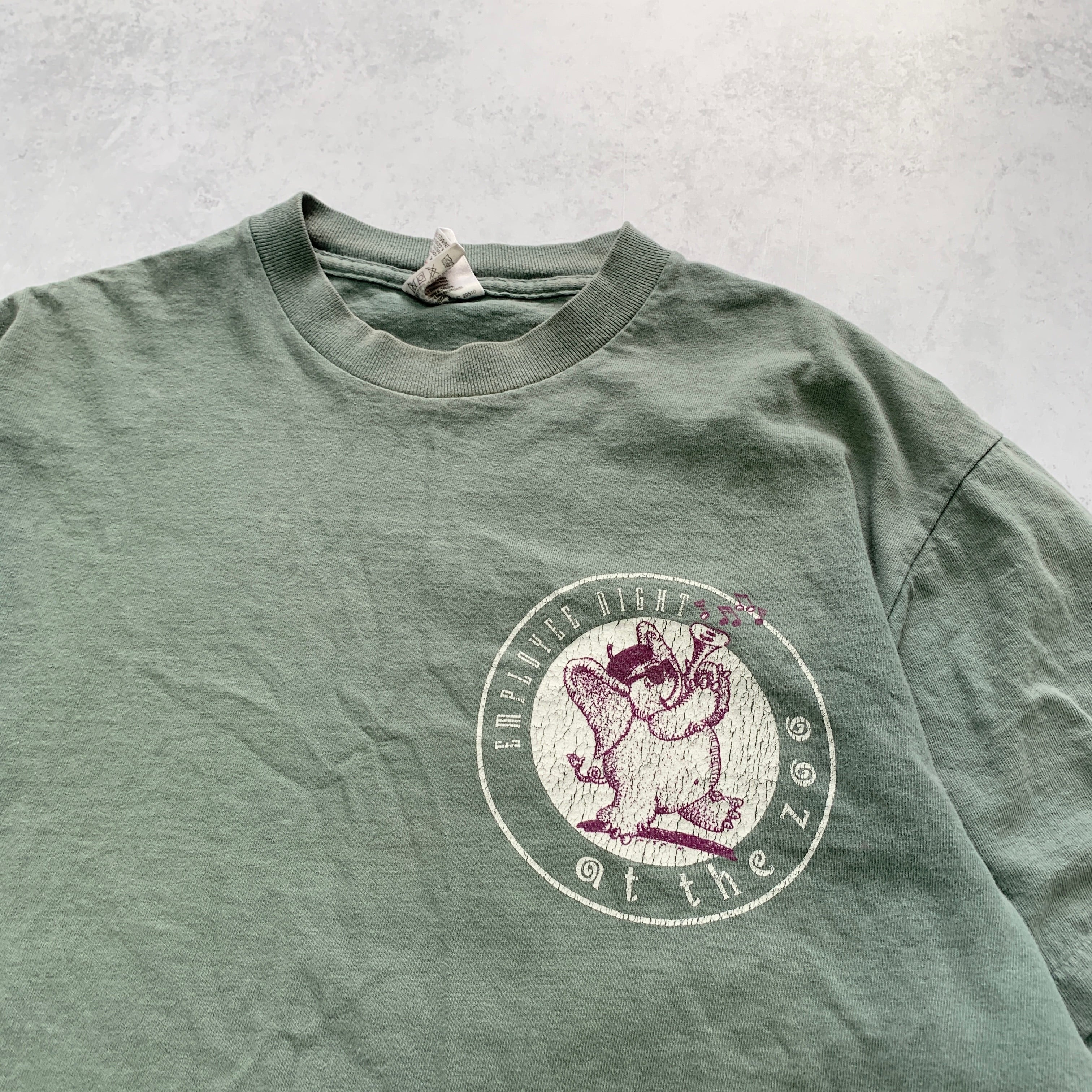 Vintage T Shirt Mens Medium Green Single Stitch Graphic Print 90s USA