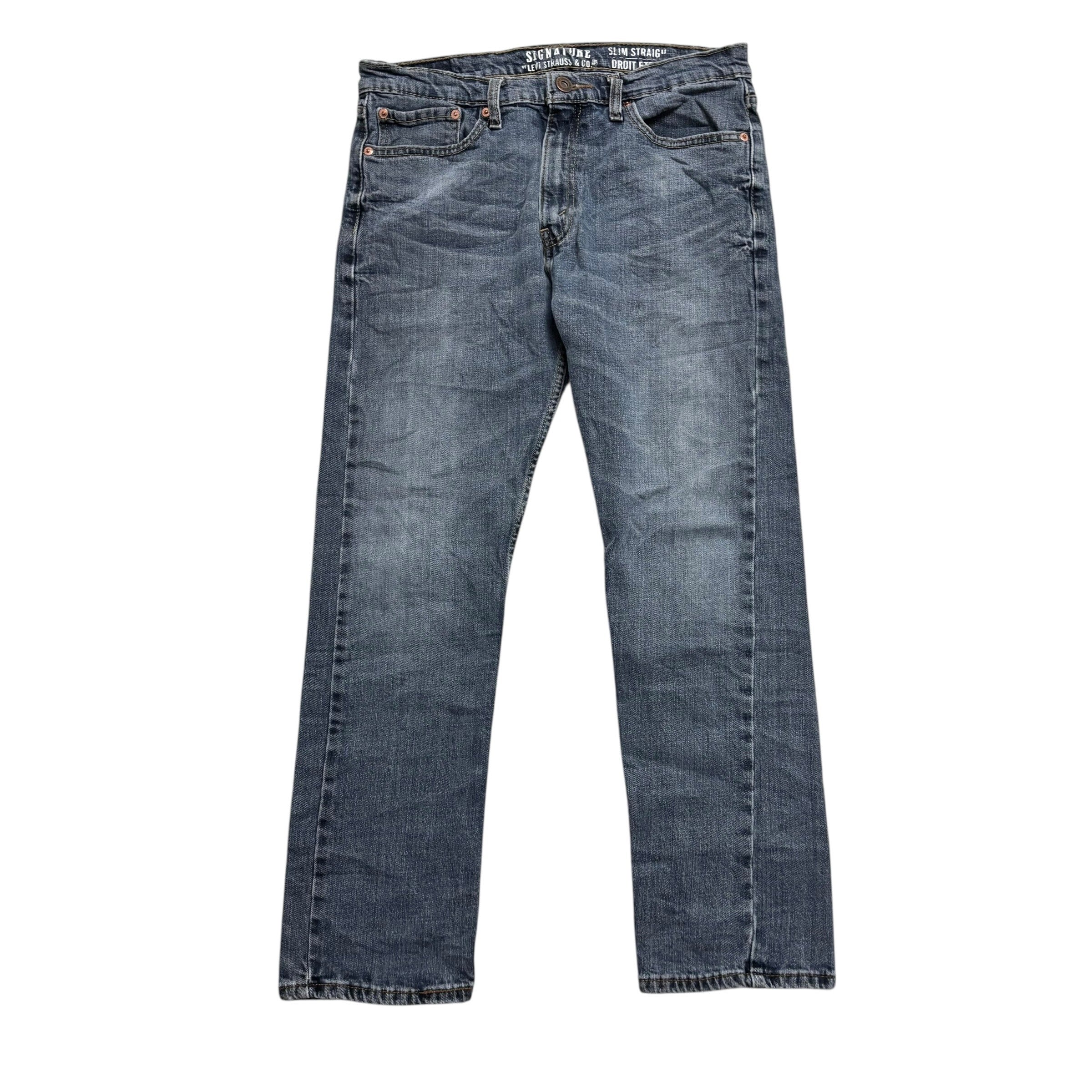 Levis Signature Jeans W34 L29 Mens Blue Slim Straight Fit Stretch Denim