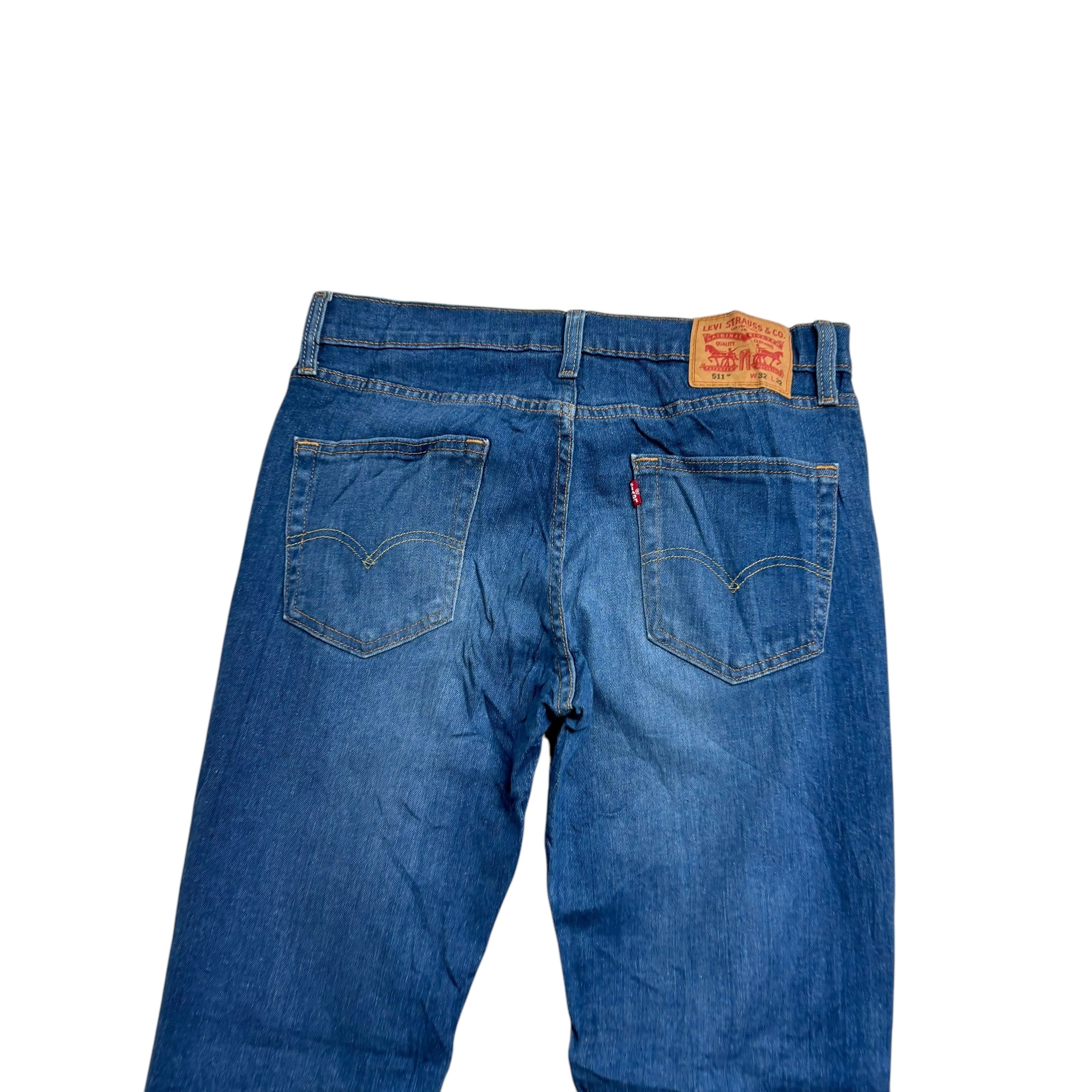 Levis 511 Jeans W32 L32 Mens Mid Blue Slim Fit Stretch Denim (E)