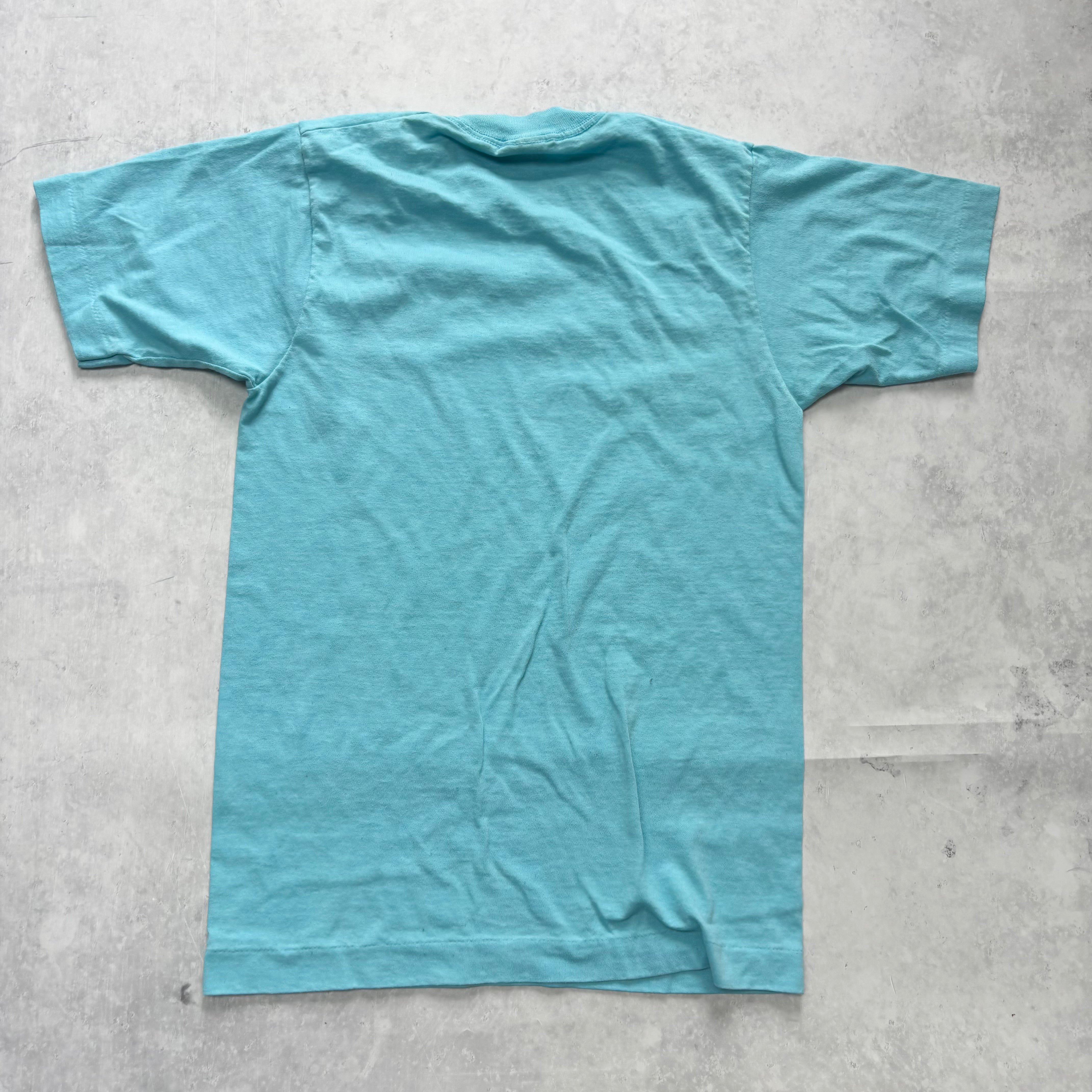 Vintage T Shirt Mens XS Blue Single Stitch Graphic Print 90s Columbus (E)