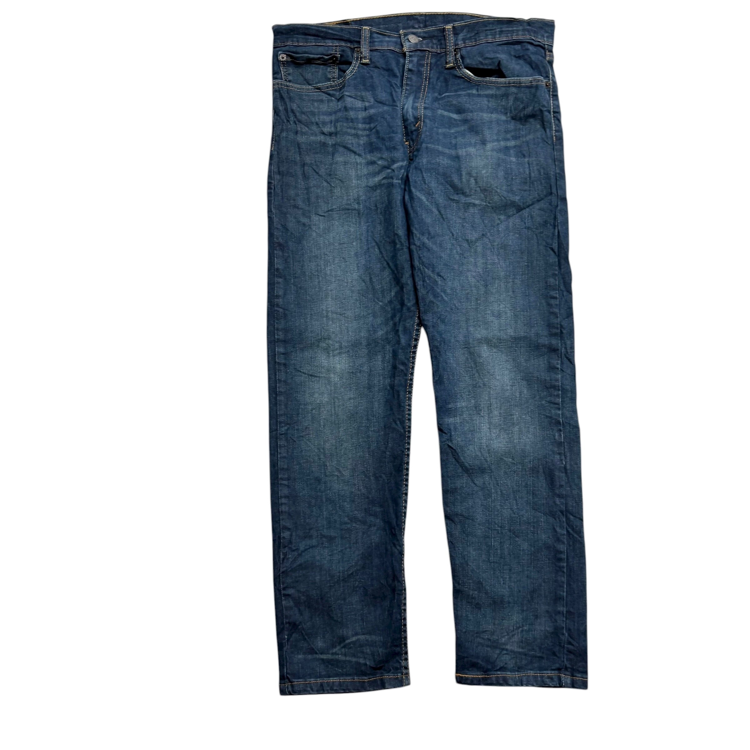 Levis 502 Jeans W34 L30 Mens Dark Blue Regular Tapered Fit Stretch Denim (E)