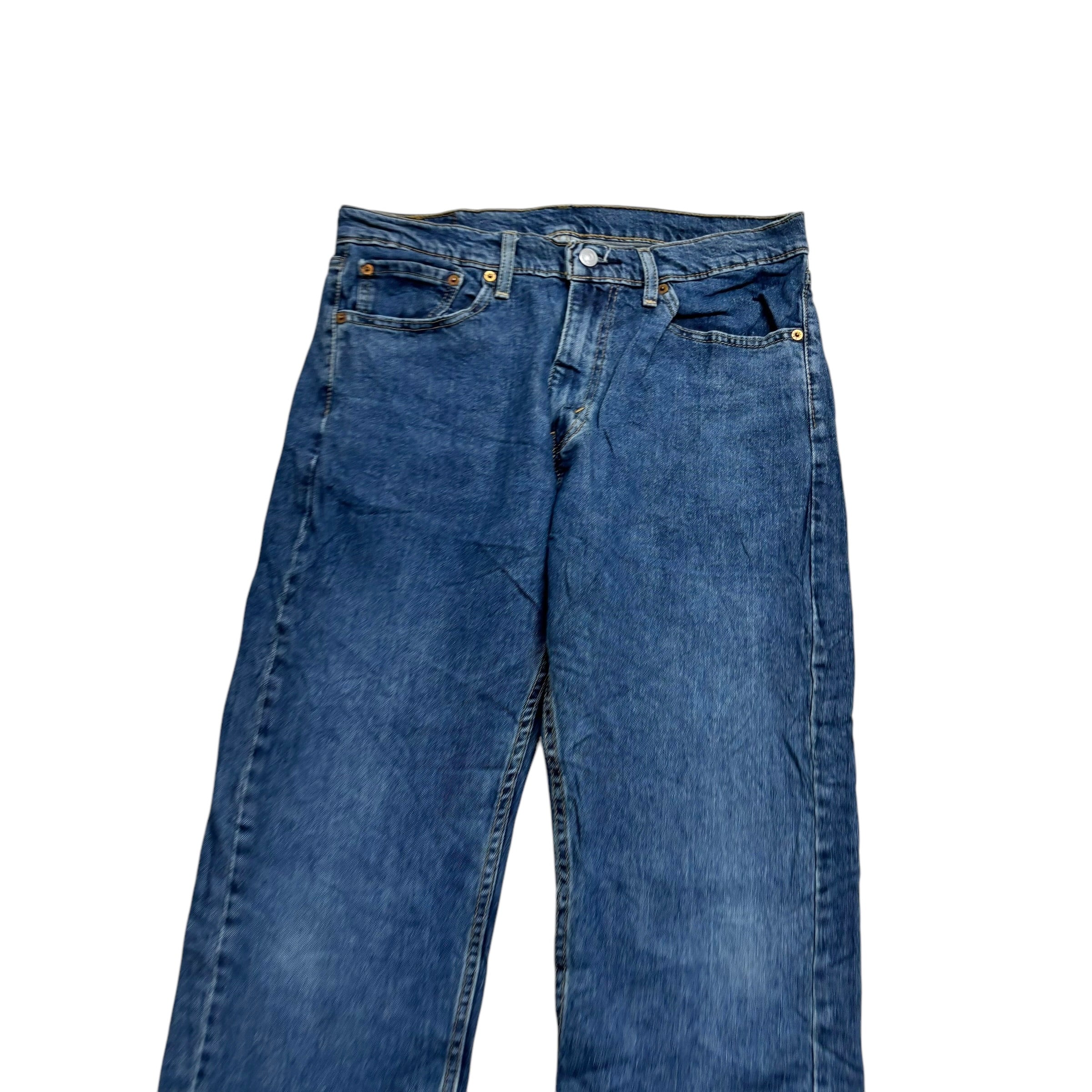 Levis 505 Jeans W33 L32 Mens Mid Blue Regular Straight Fit Stretch Denim (E)