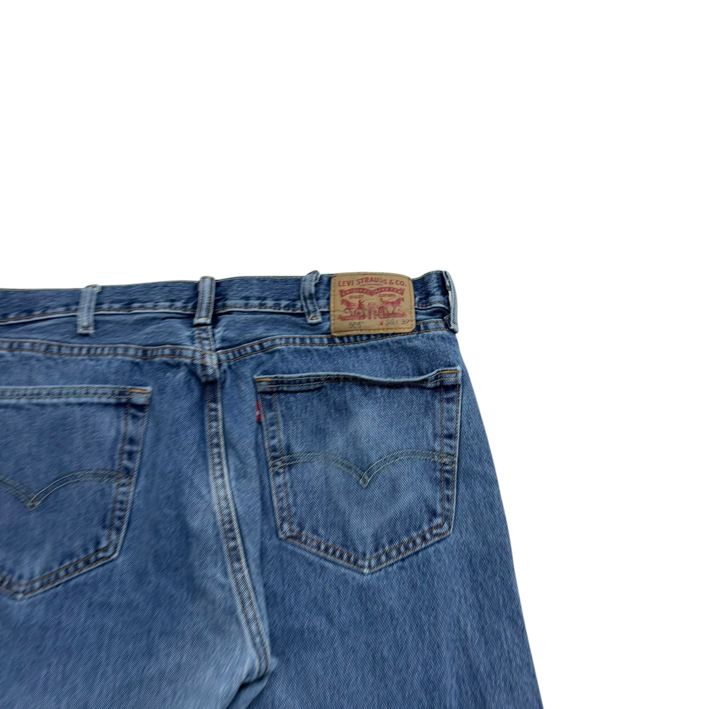 Levis 505 Jeans W36 L32 Mens Mid Blue Regular Straight Fit Denim