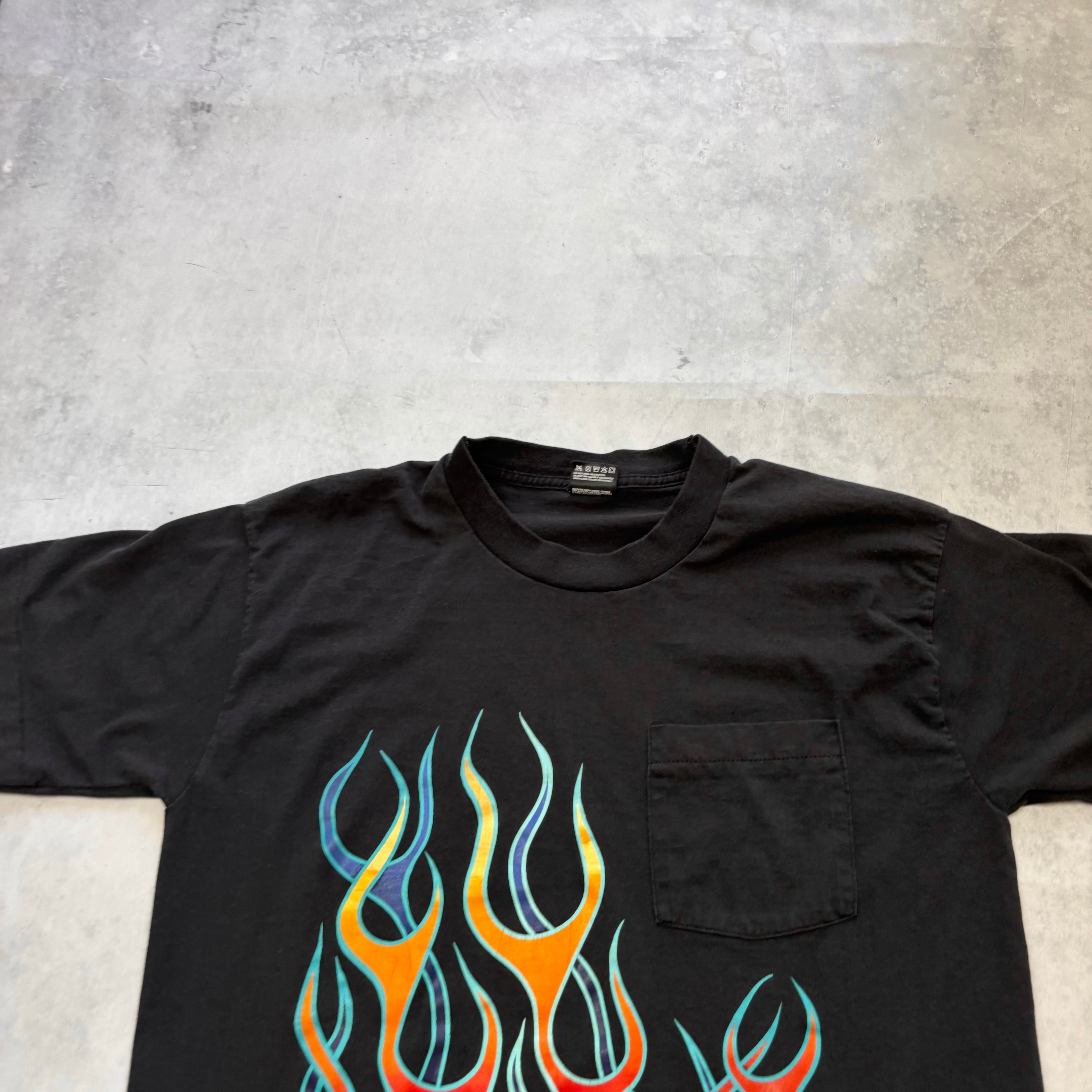 Vintage T Shirt Mens Large Black Single Stitch Graphic Print 90s USA (E)