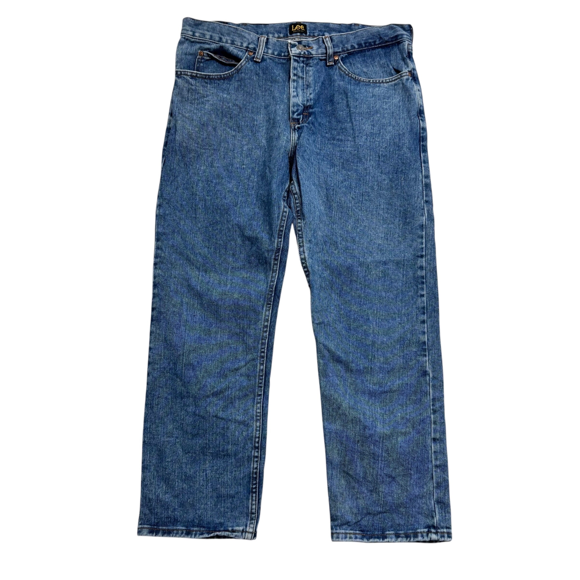 Lee Jeans W36 L29 Mens Regular Straight Fit Mid Blue Vintage Denim (E)