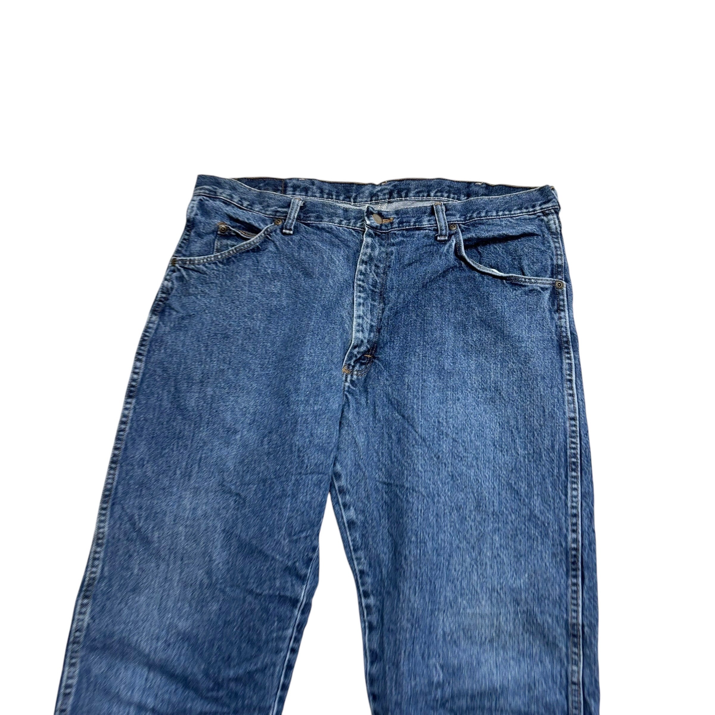 Wrangler Jeans W38 L30 Mens Mid Blue Regular Straight Fit Vintage Denim (E)