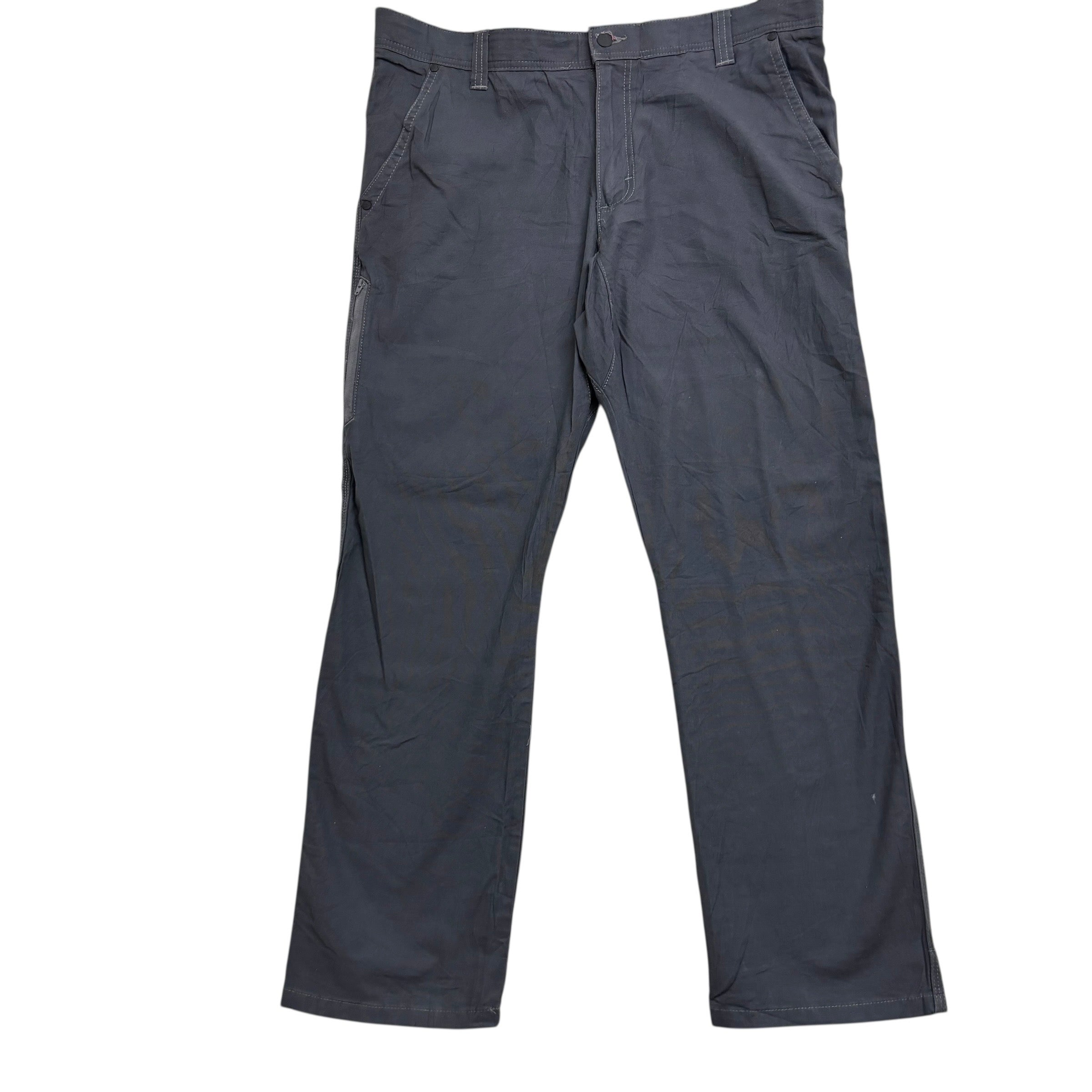 Wrangler Trousers W38 L30 Mens Grey Regular Straight Fit Stretch Pants (E)