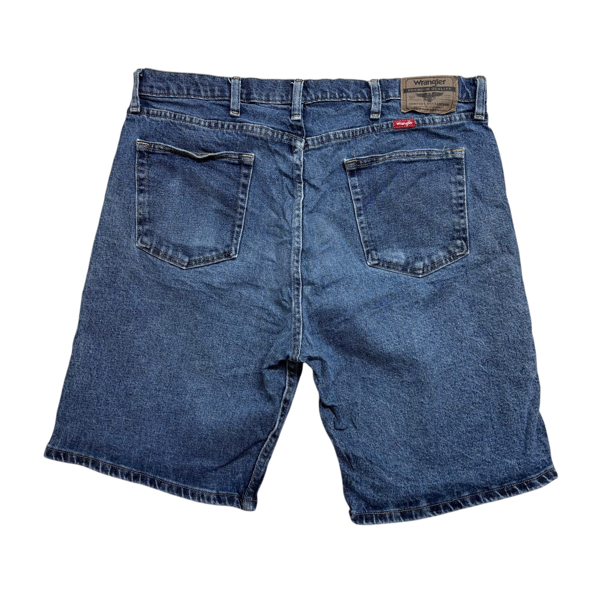 Wrangler Baggy Jorts W36 Mens Denim Shorts Mid Blue Relaxed Fit Stretch (E)