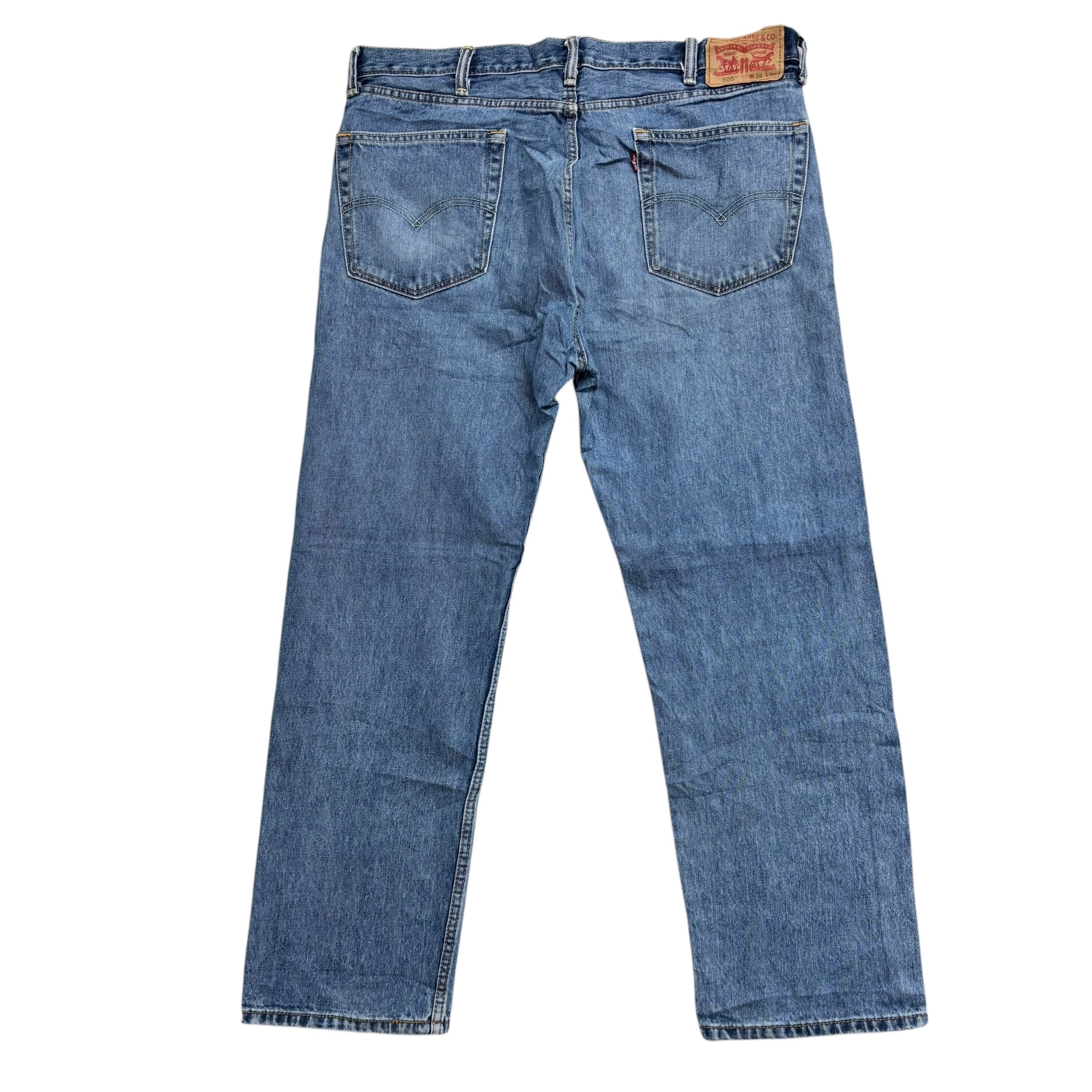 Levis 505 Jeans W38 L30 Mens Mid Blue Regular Straight Fit Denim