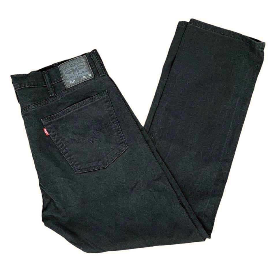 Levis 513 Jeans W38 L32 Mens Black Slim Straight Fit Stretch Denim