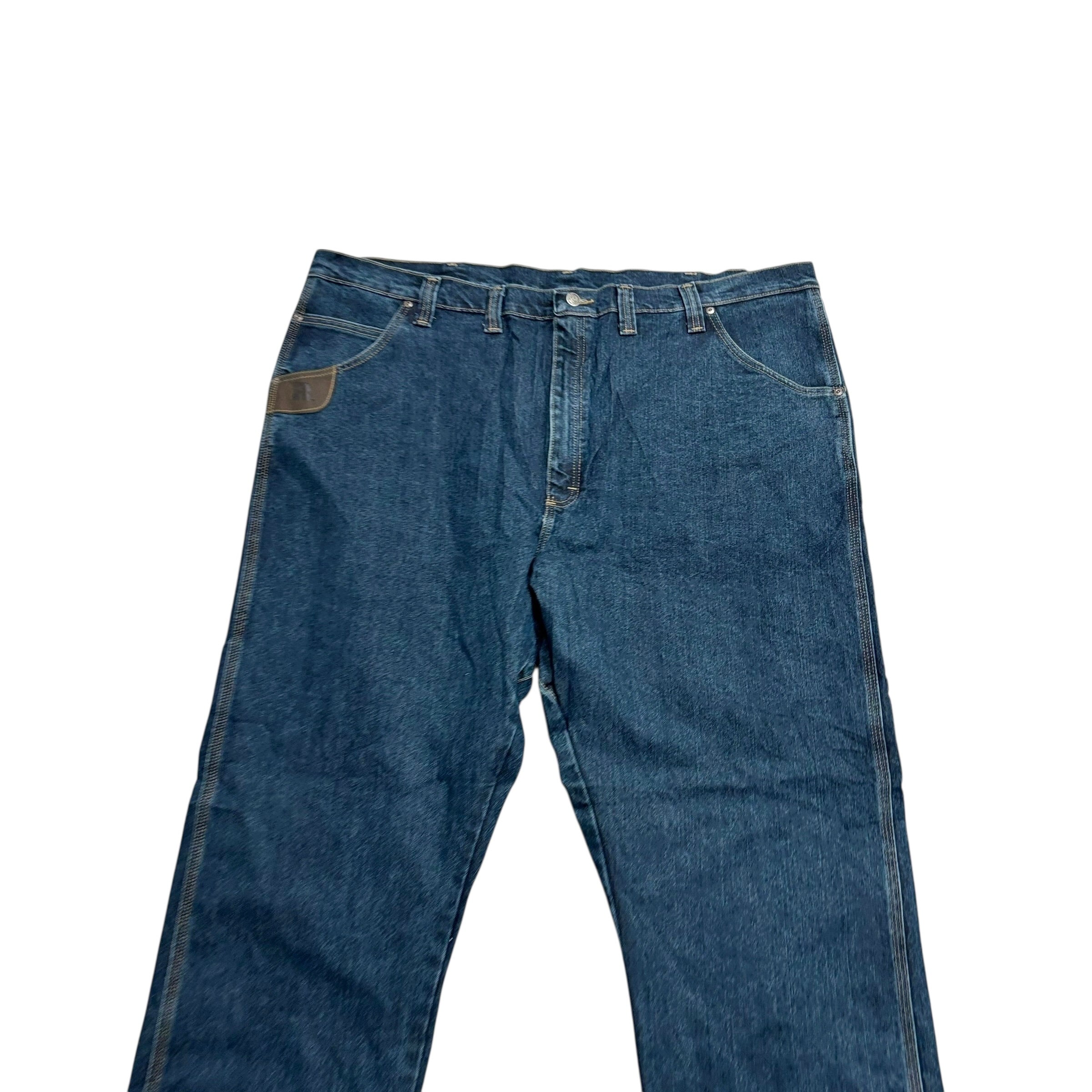 Wrangler Jeans W46 L32 Mens Dark Blue Relaxed Straight Fit Vintage Denim (E)
