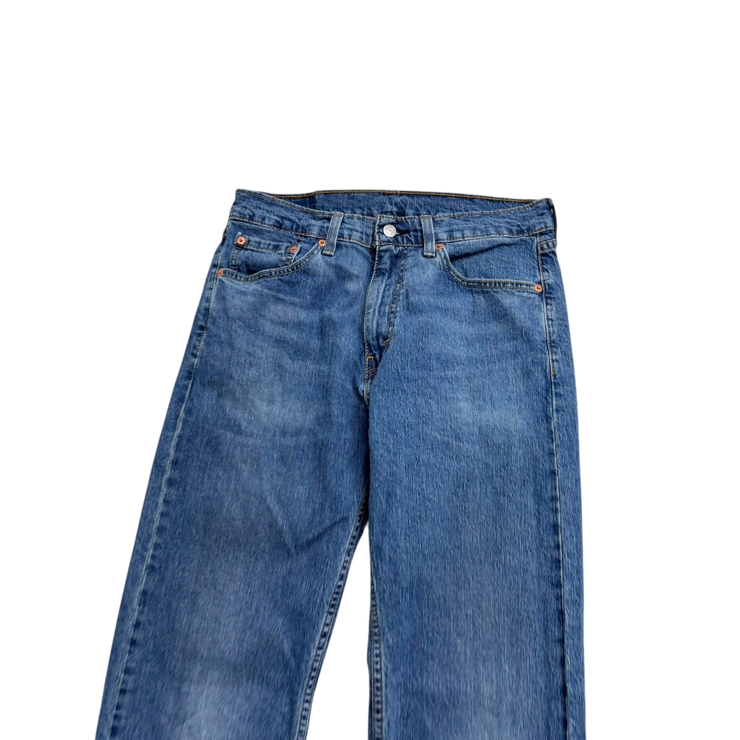 Levis 505 Jeans W32 L34 Mens Mid Blue Regular Straight Fit Stretch Denim