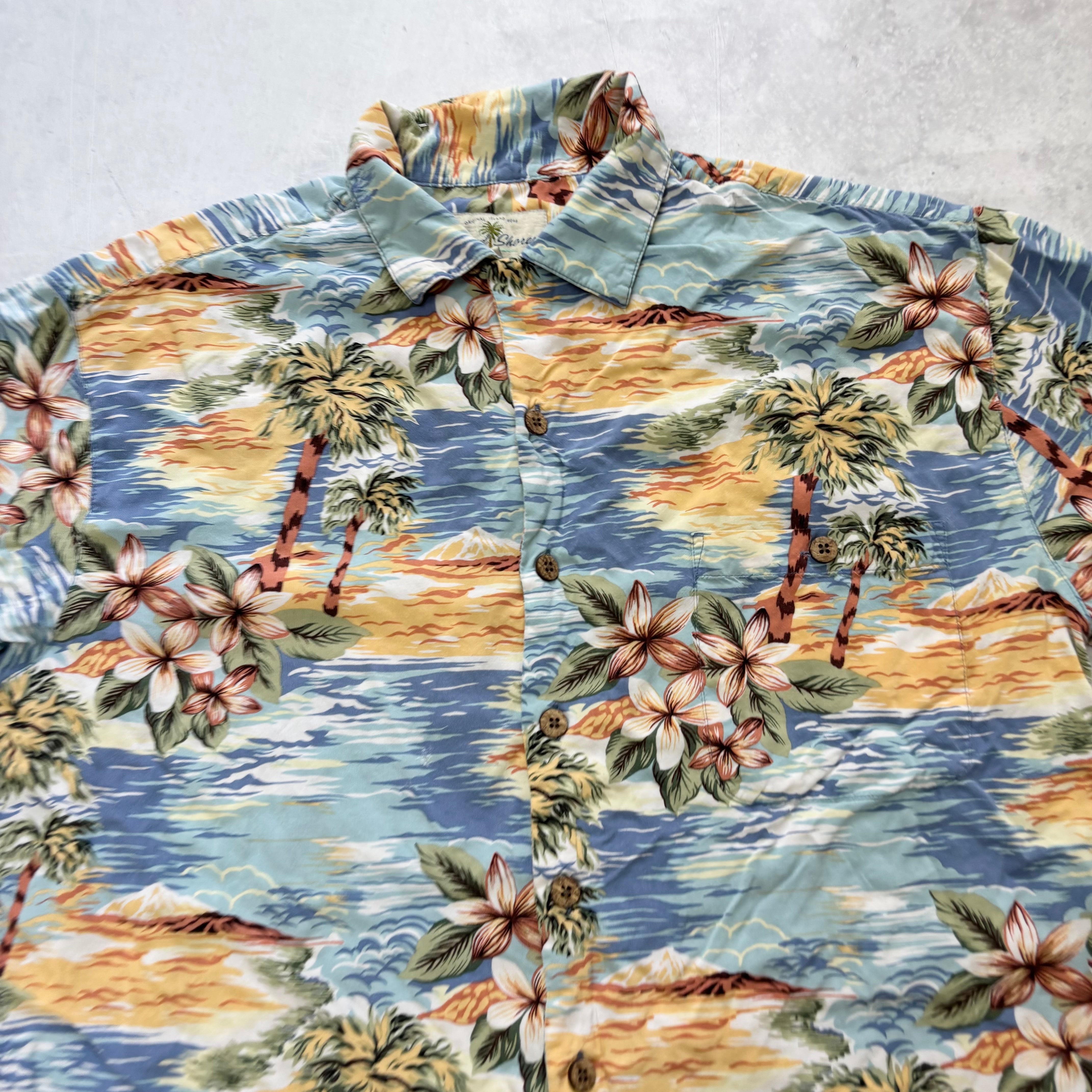 Vintage Hawaiian Shirt Mens Large Floral Aloha Short Sleeve Rayon (E)