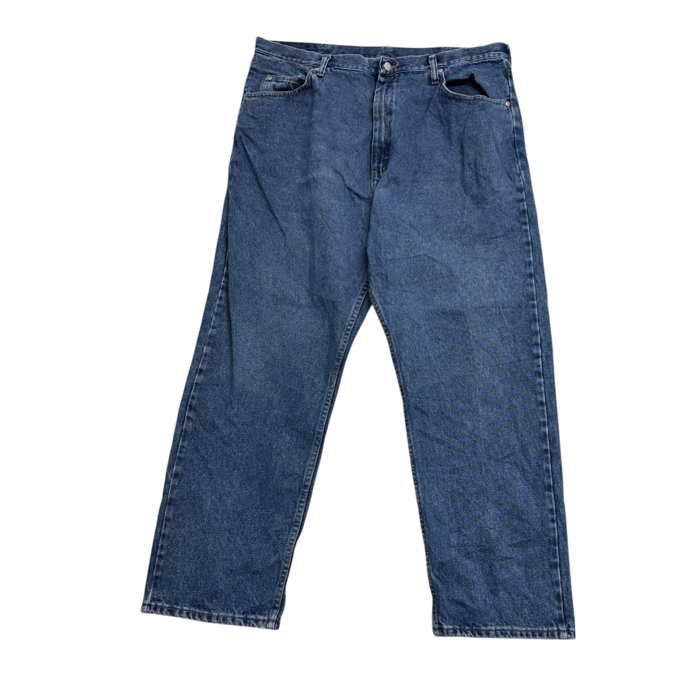 Wrangler Jeans W38 L30 Mens Mid Blue Relaxed Straight Fit Denim