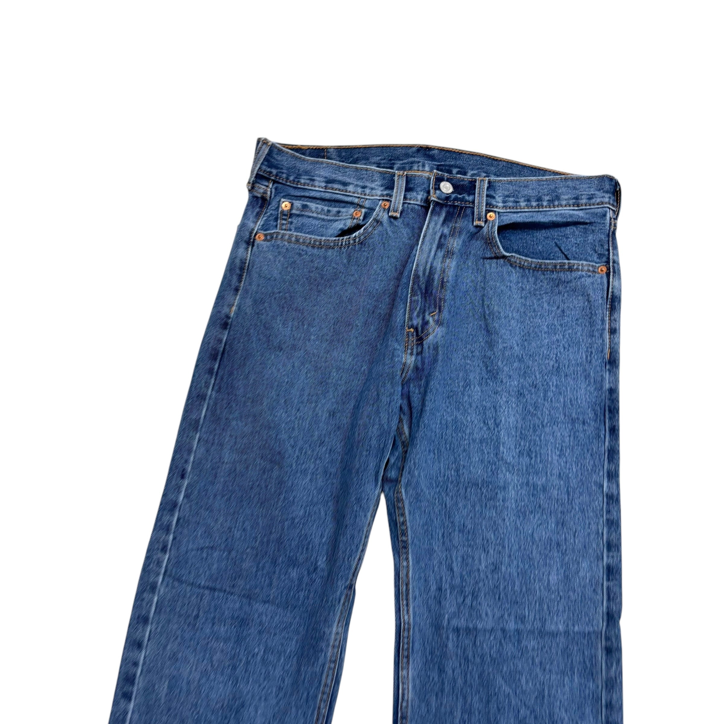 Levis 505 Jeans W34 L30 Mens Mid Blue Regular Straight Fit Denim (E)