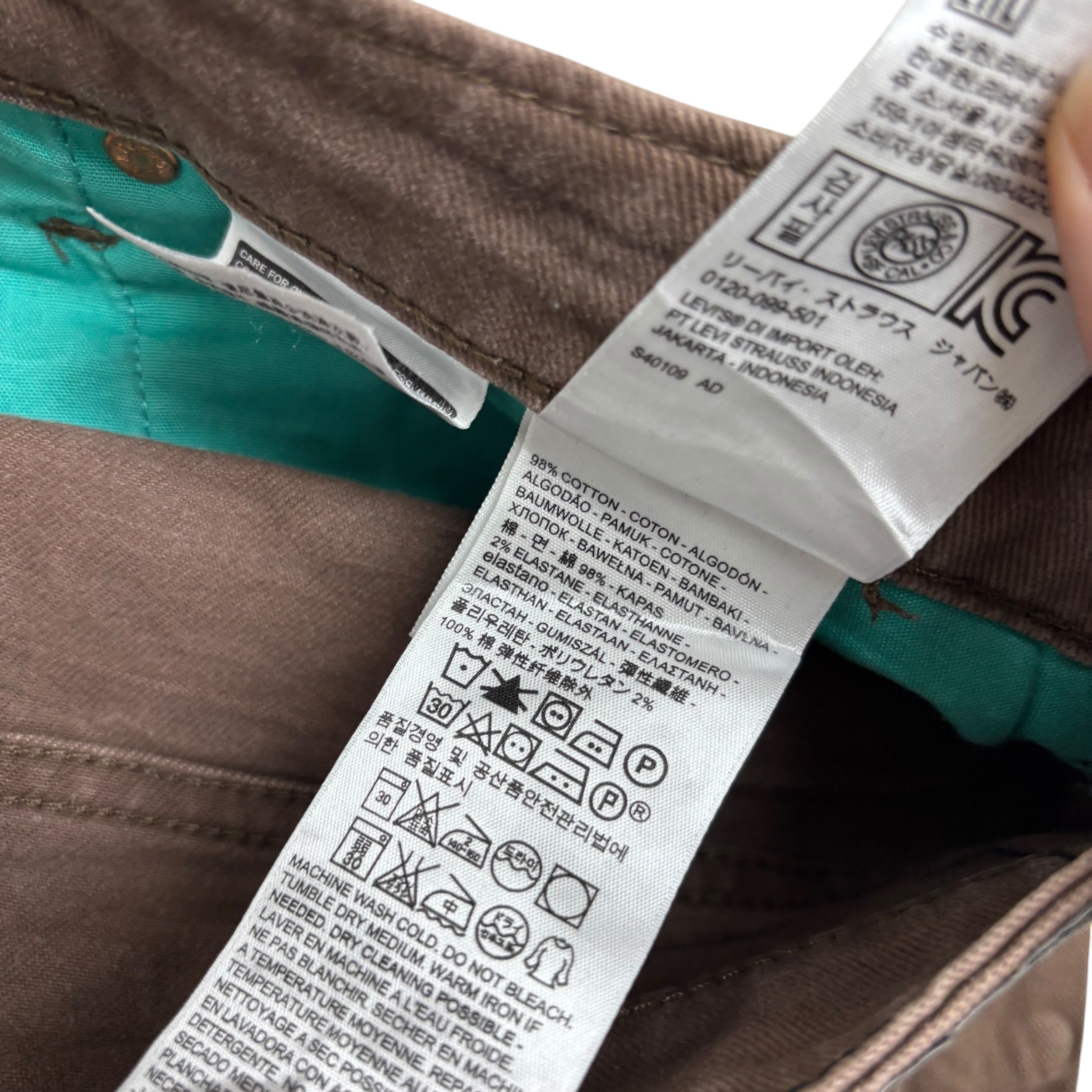 Levis 511 Commuter Jeans W36 L30 Mens Brown Slim Fit Stretch Denim