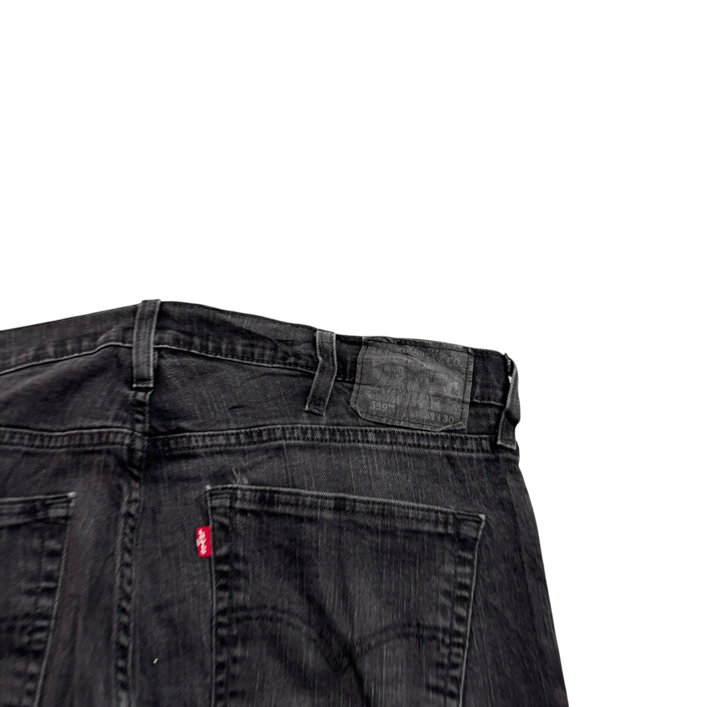 Levis 559 Jeans W38 L30 Mens Black Relaxed Straight Fit Stretch Denim