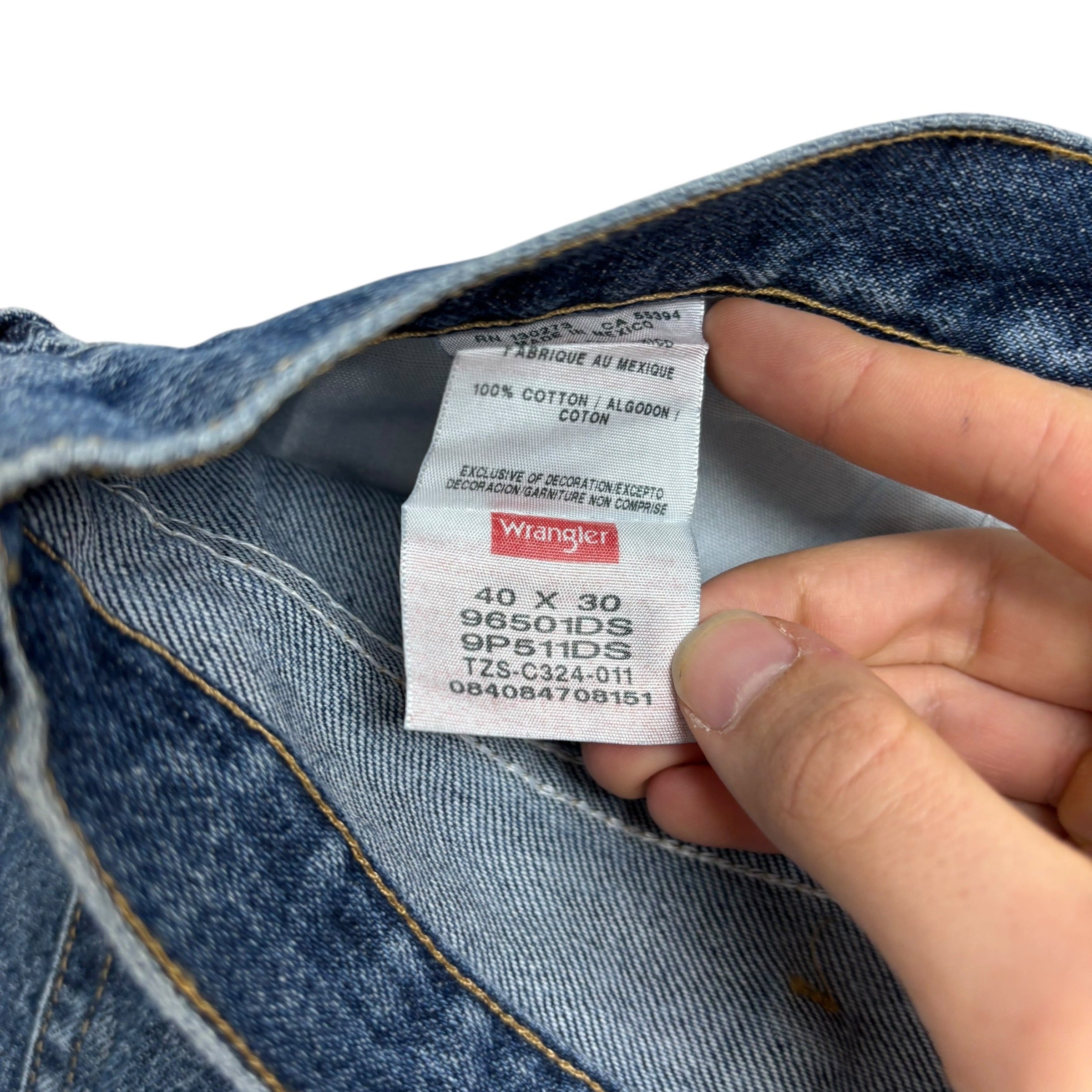 Wrangler Jeans W40 L30 Mens Mid Blue Regular Straight Fit Denim (E)