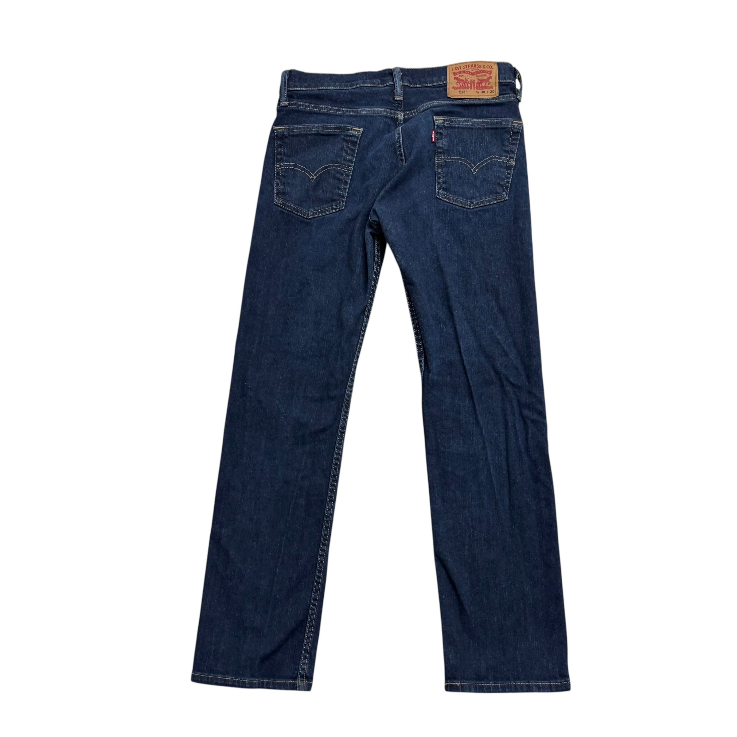 Levis 513 Jeans W30 L30 Mens Dark Blue Slim Straight Fit Stretch Denim (E)