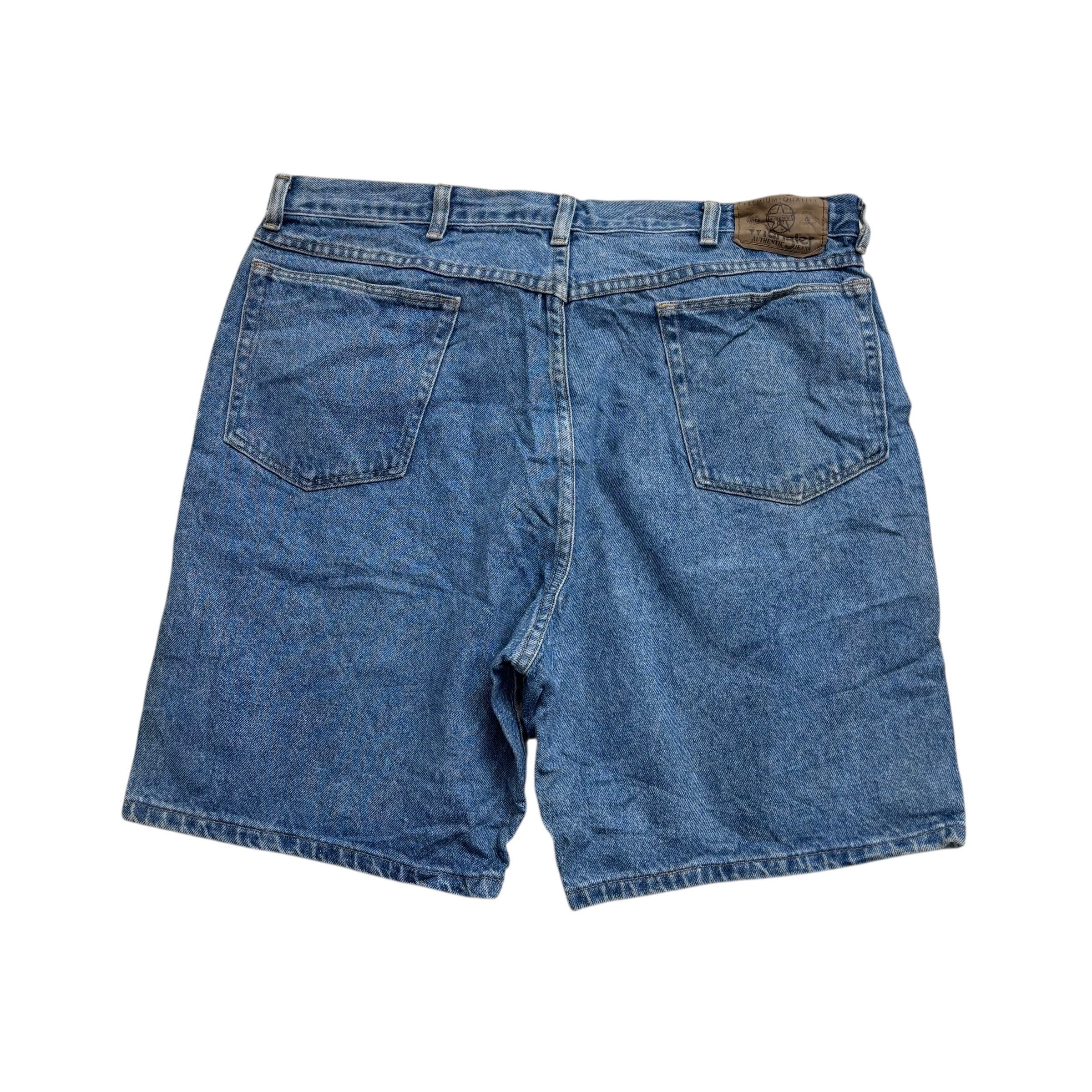 Vintage Wrangler Baggy Jorts W36 Mens Denim Shorts Mid Blue Relaxed Fit