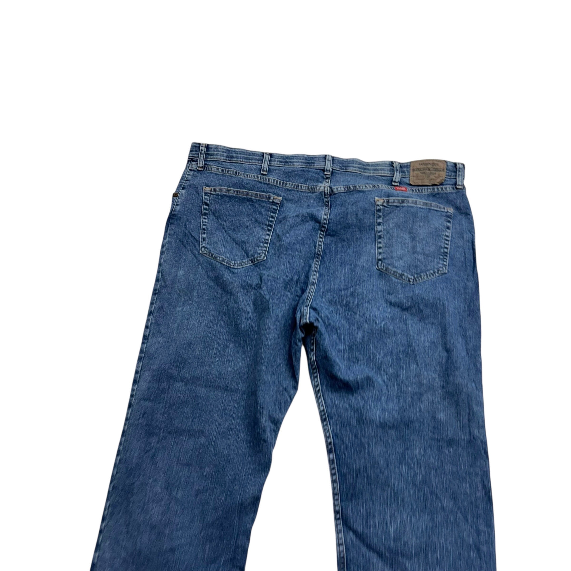 Wrangler Jeans W44 L30 Mens Mid Blue Regular Straight Fit Stretch Denim (E)