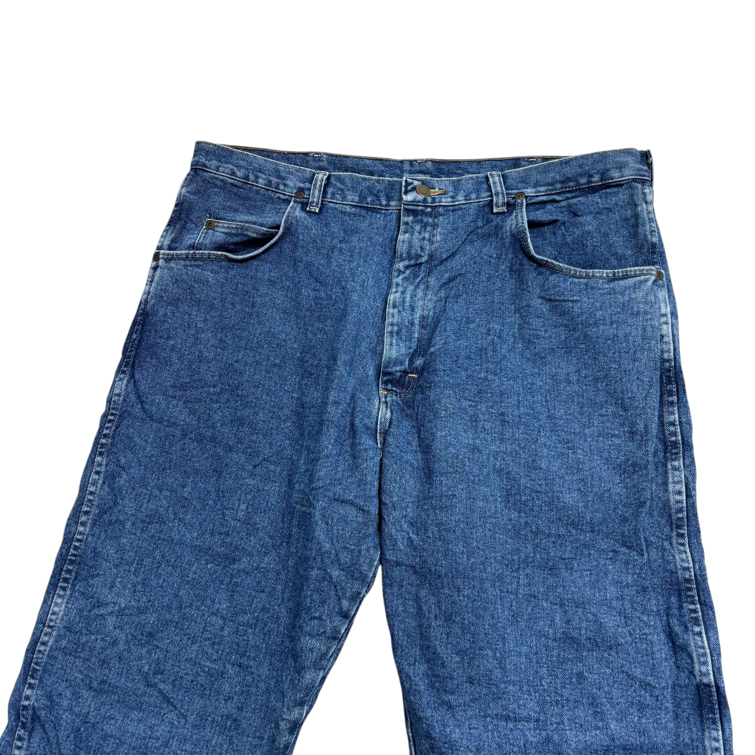 Wrangler Jeans W40 L30 Mens Mid Blue Relaxed Straight Fit Vintage Denim (E)