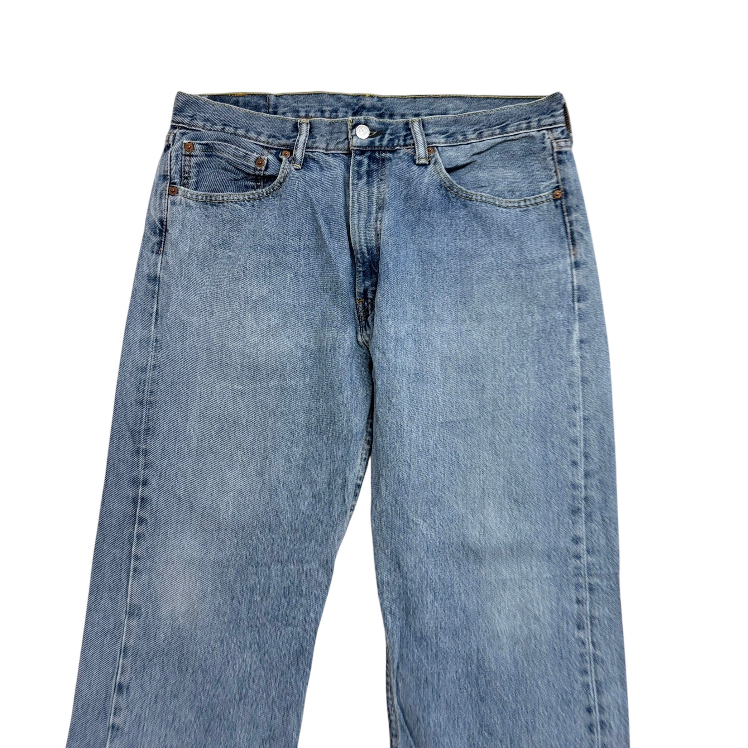 Levis 505 Jeans W36 L30 Mens Light Blue Regular Straight Fit Denim (F)