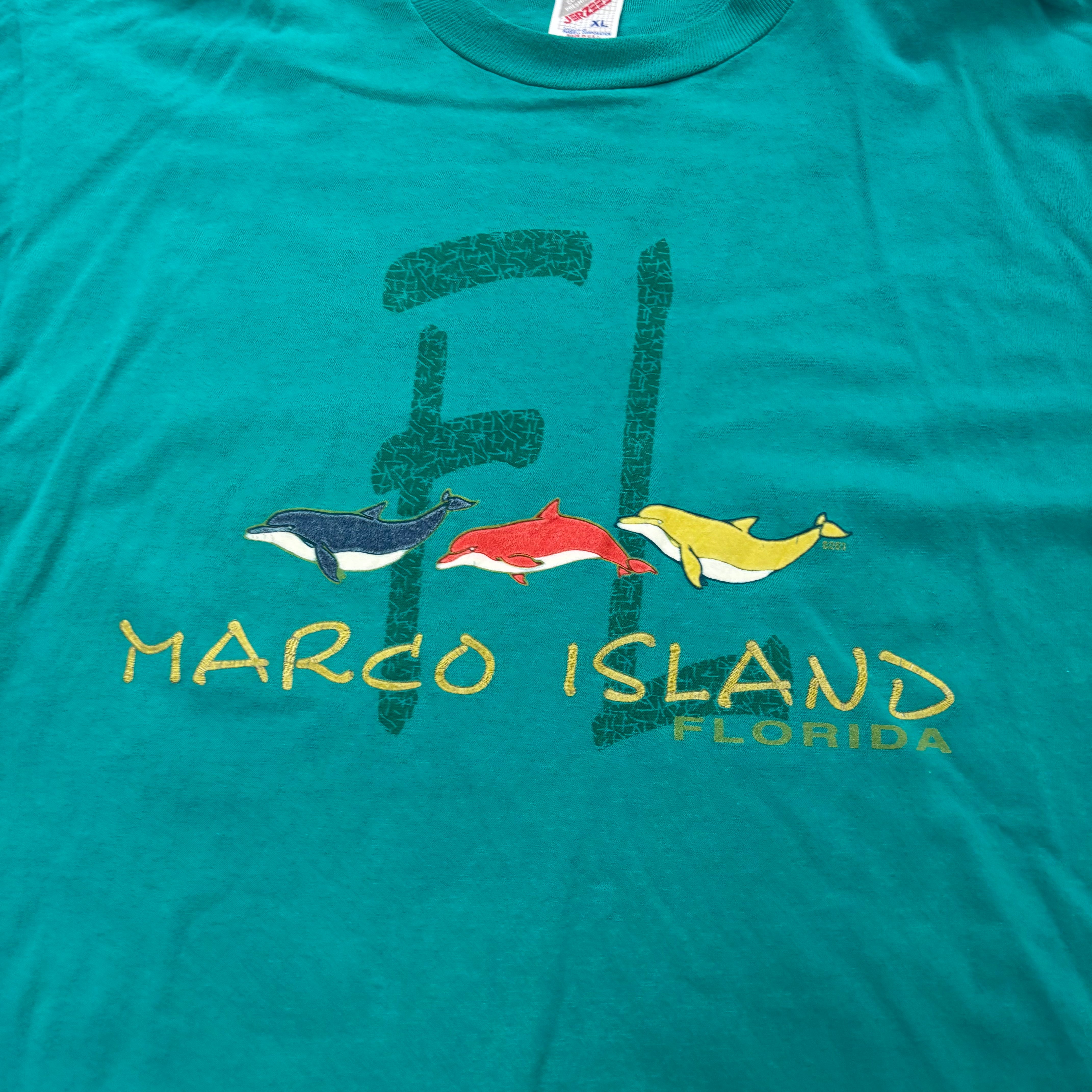 Vintage T Shirt Mens XL Turquoise Blue Graphic Print 90s Tourist (E)