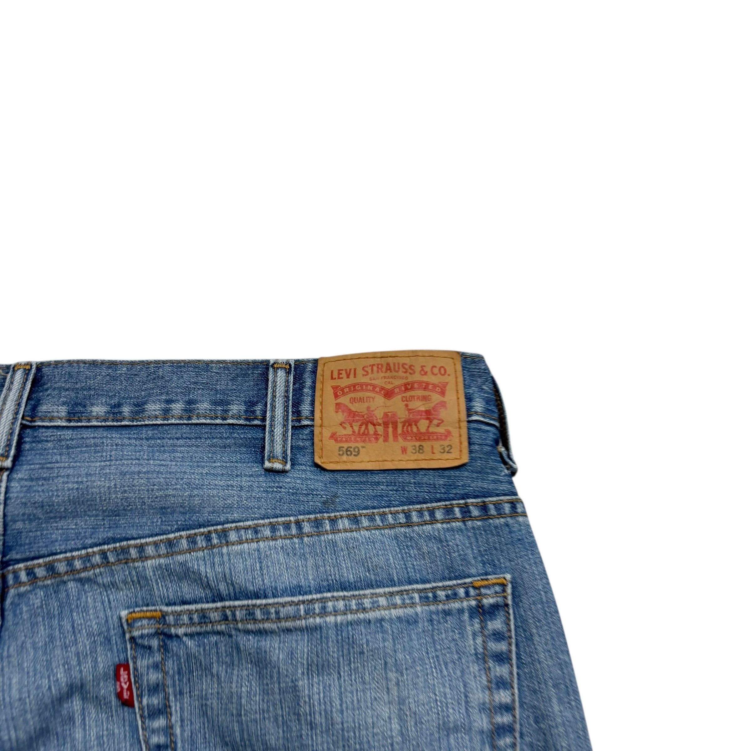 Levis 569 Jeans W38 L32 Mens Mid Blue Relaxed Baggy Straight Fit Denim