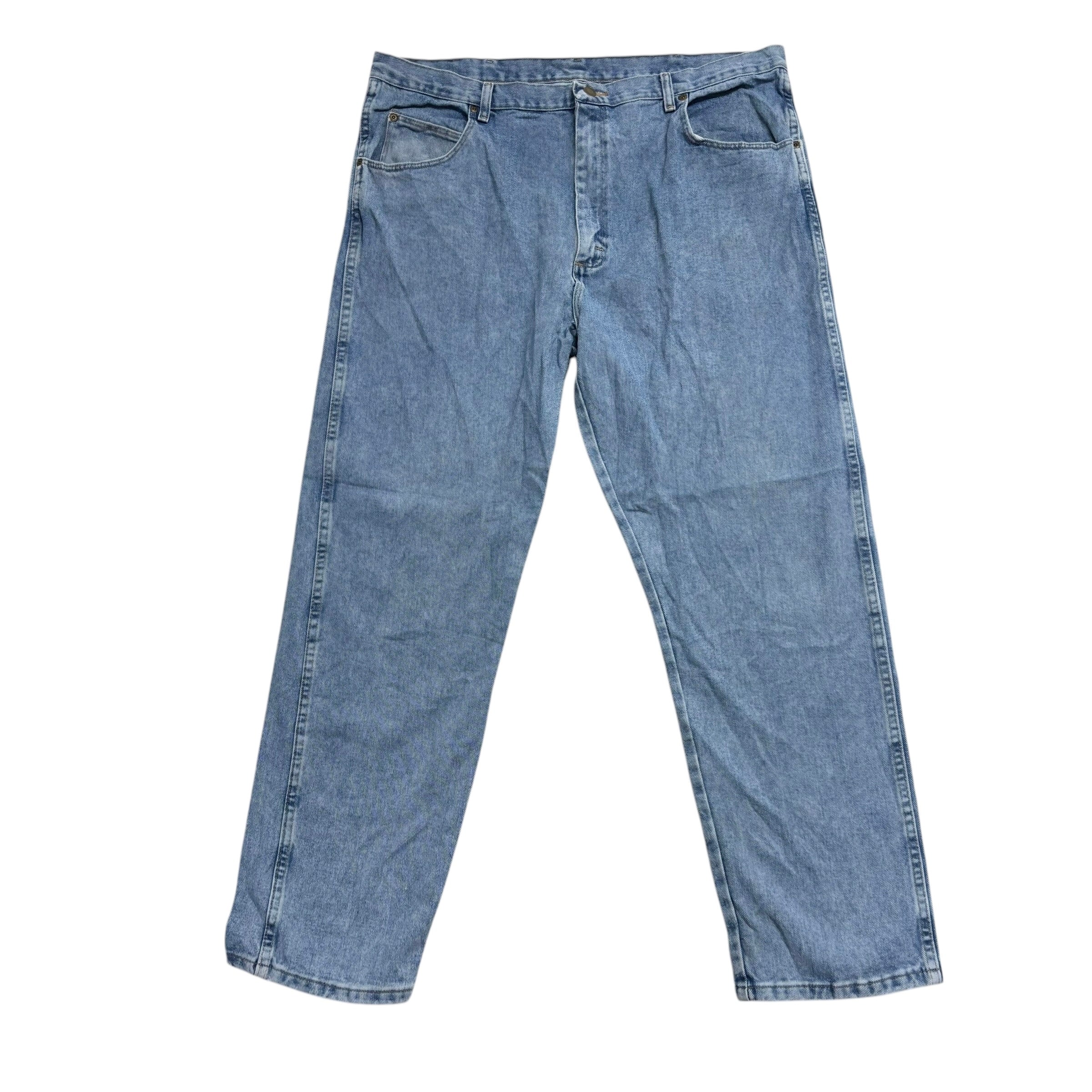Wrangler Jeans W42 L32 Mens Light Blue Relaxed Tapered Fit Vintage Denim (E)