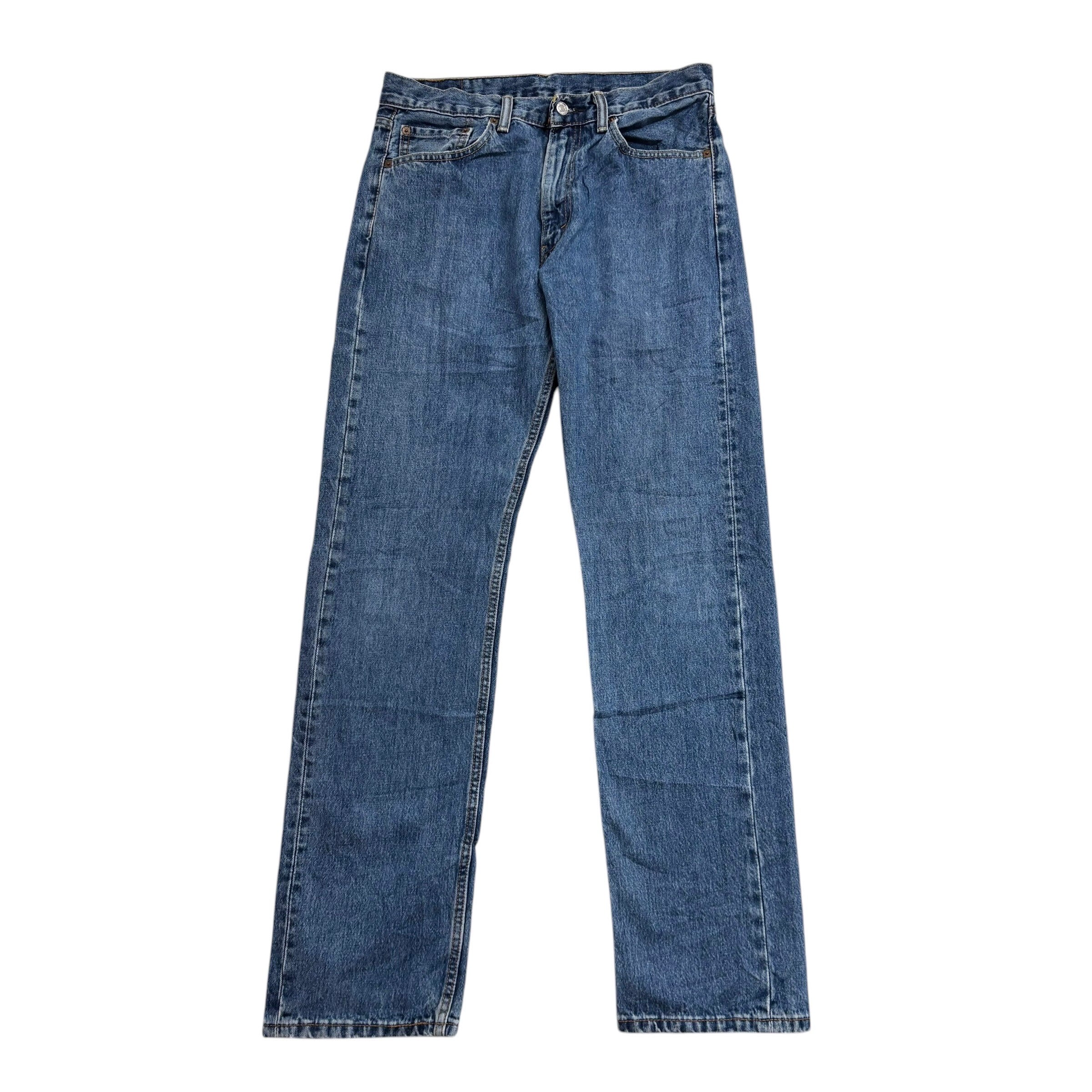 Levis 505 Jeans W32 L34 Mens Mid Blue Regular Straight Fit Denim (E)