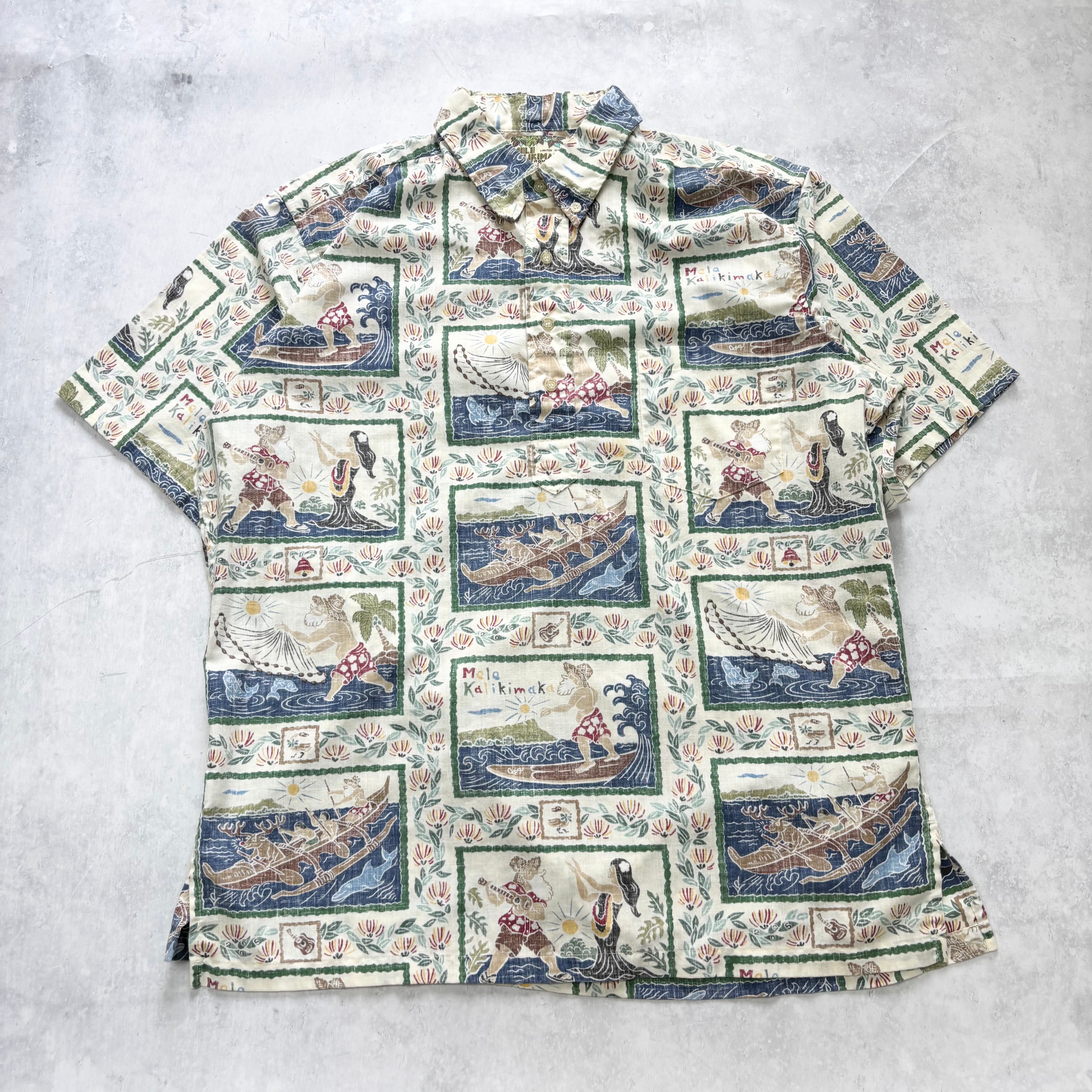 Vintage Reyn Spooner Hawaiian Shirt Mens Large Mele Kalikimaka Aloha (E)