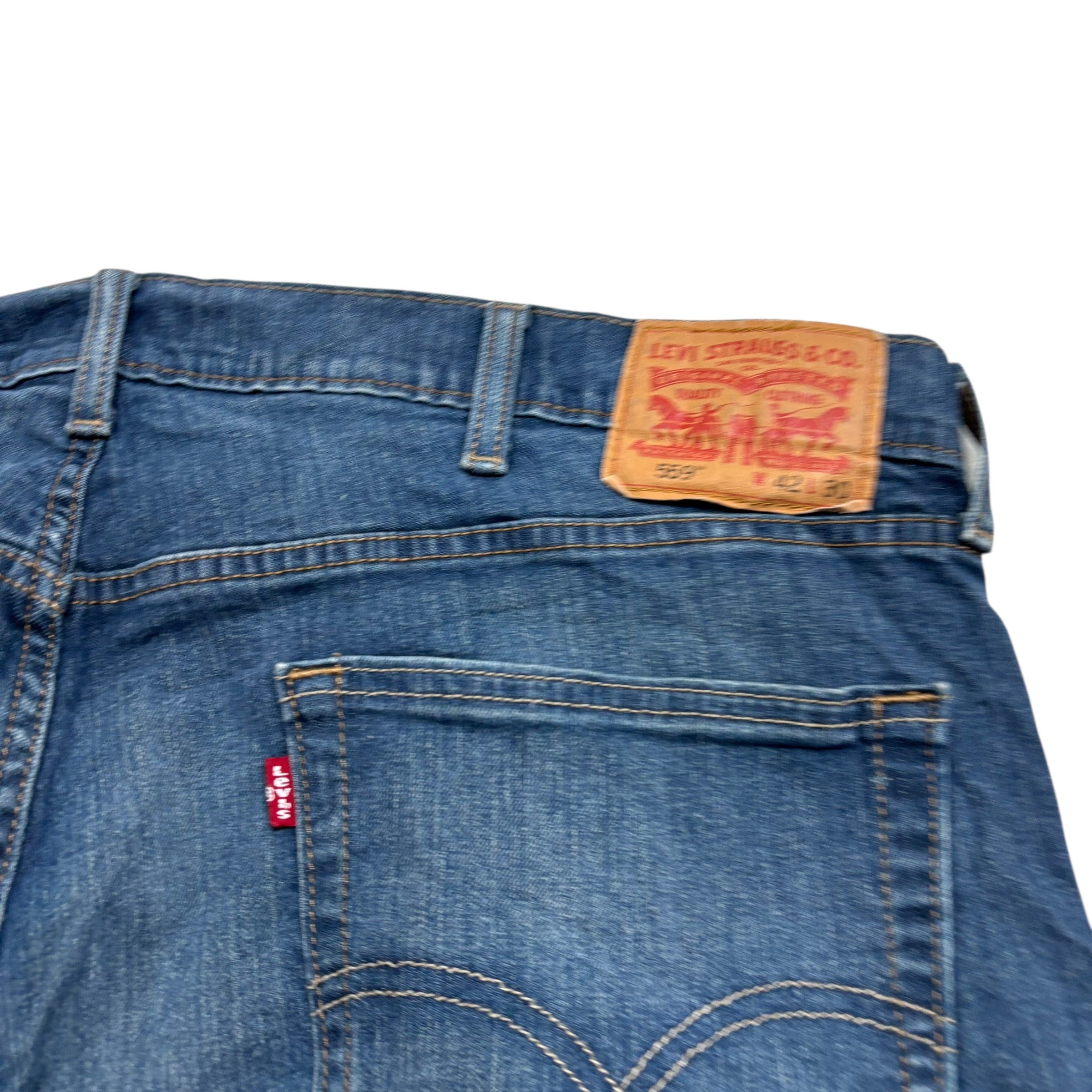 Levis 559 Jeans W42 L30 Mens Dark Blue Relaxed Straight Fit Stretch Denim (E)