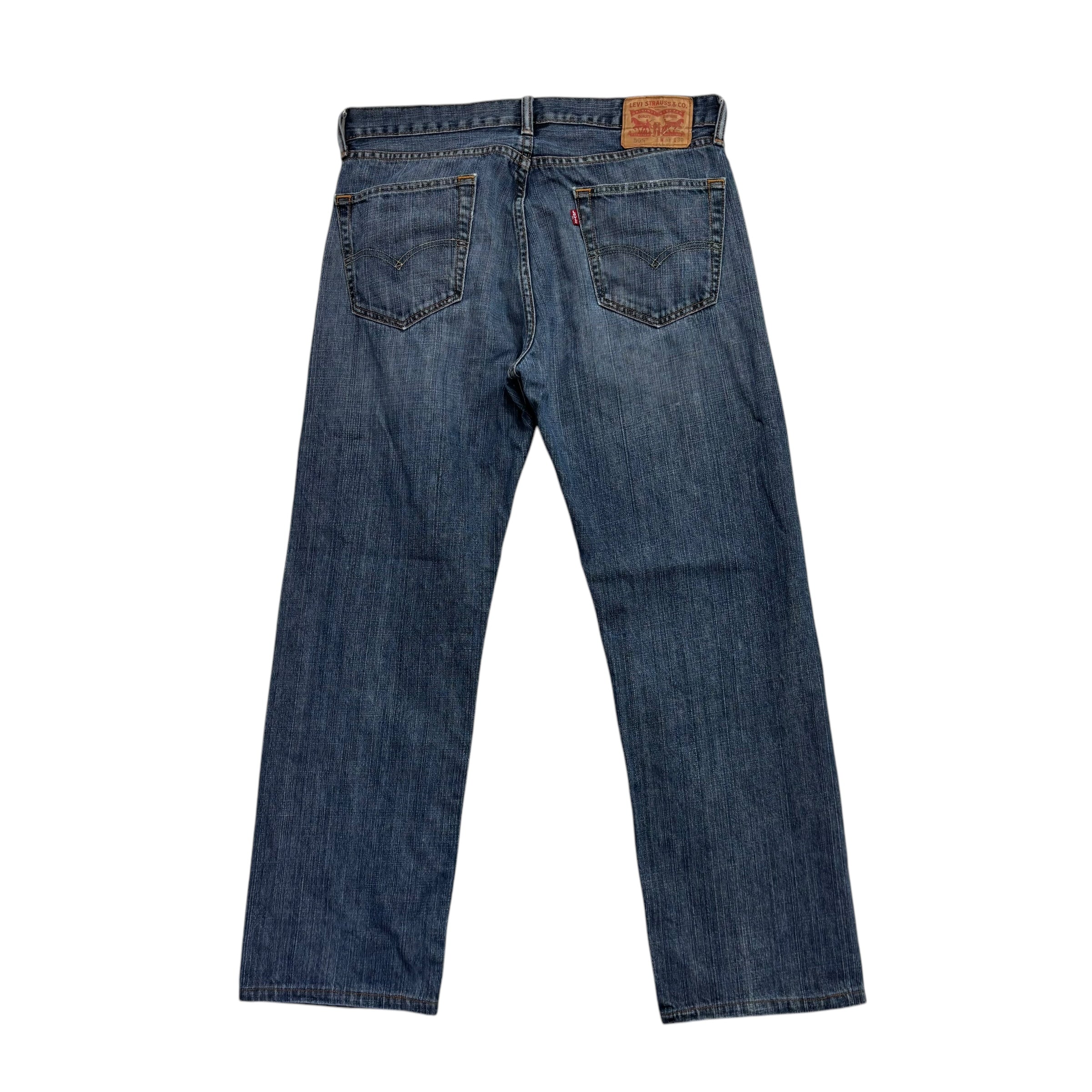 Levis 505 Jeans W33 L28 Mens Mid Blue Regular Straight Fit Denim (E)