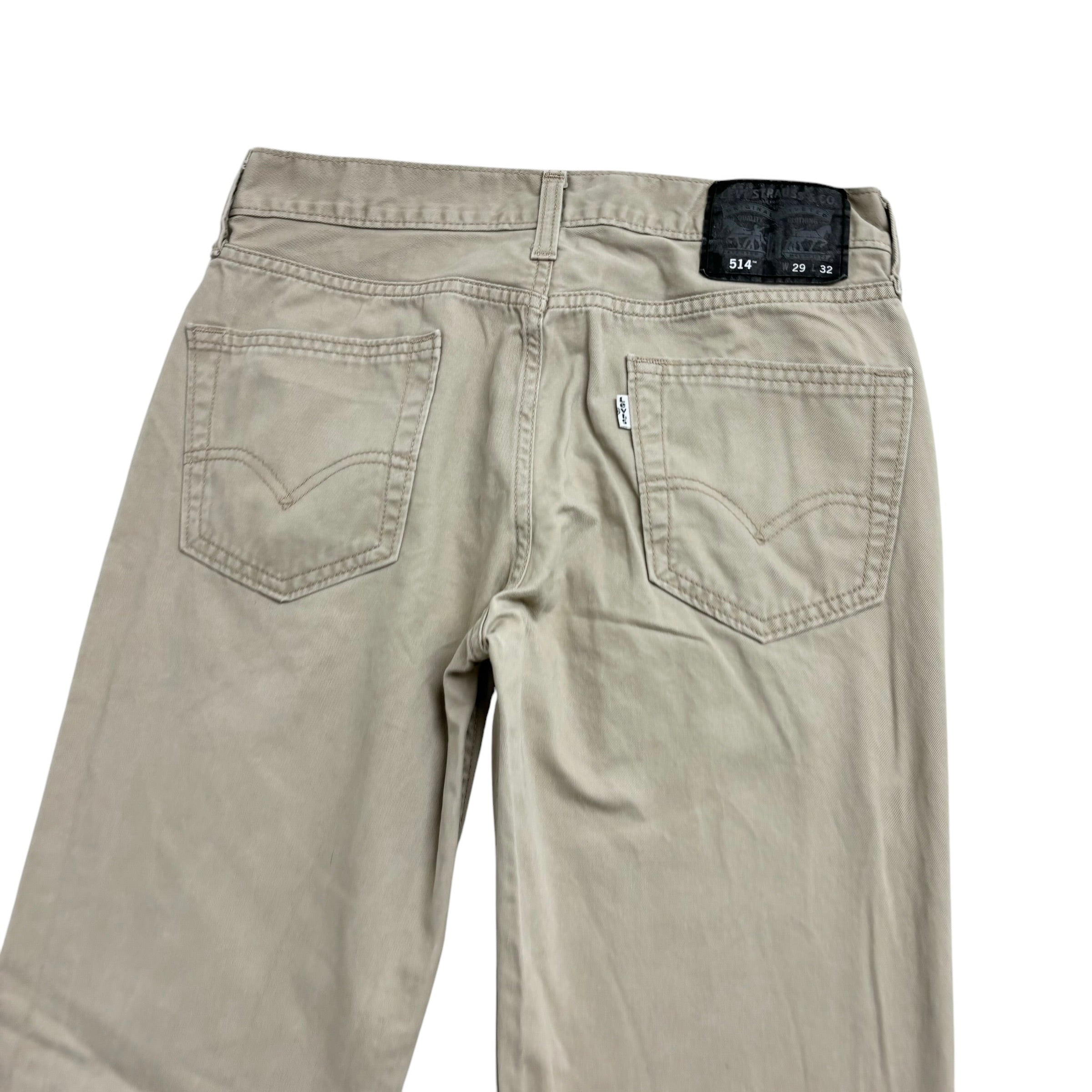 Levis 514 Trousers W29 L32 Mens Cream Regular Straight Fit Cotton Pants