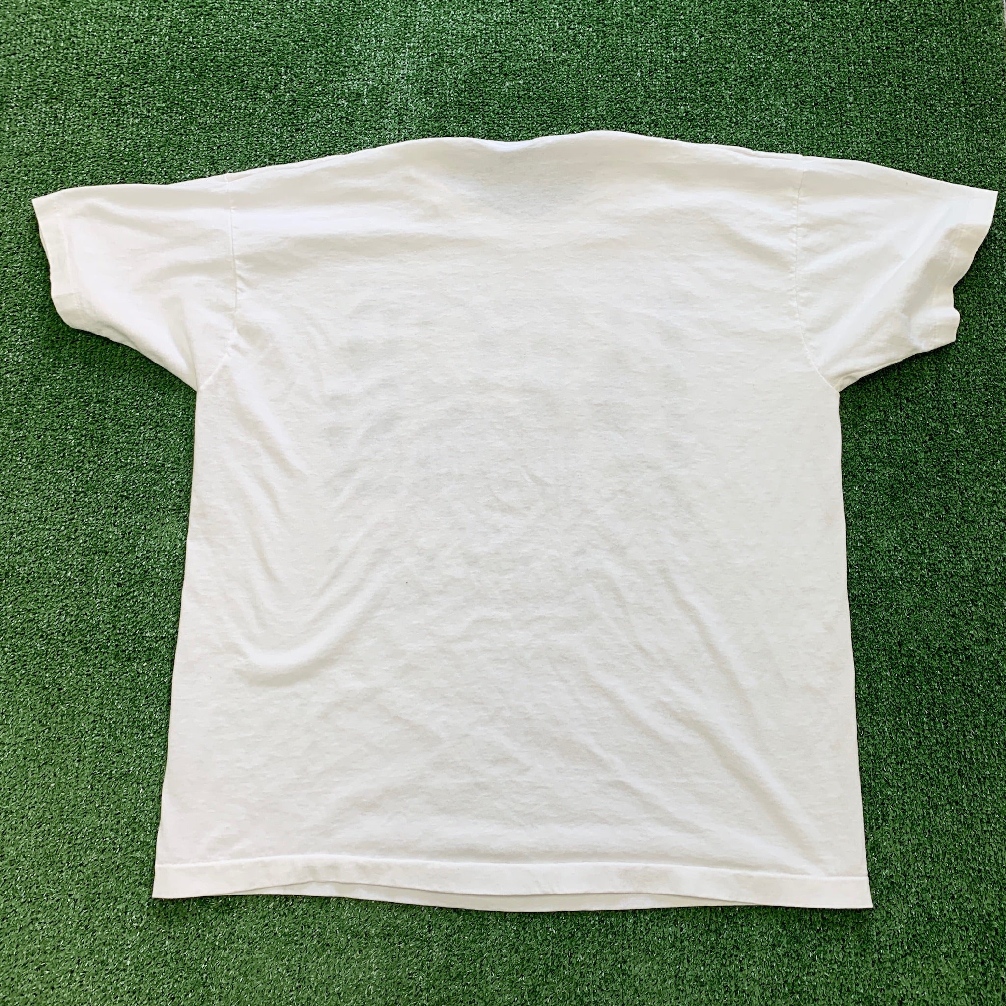 Vintage T Shirt Mens Large White Single Stitch Graphic Print 90s USA College