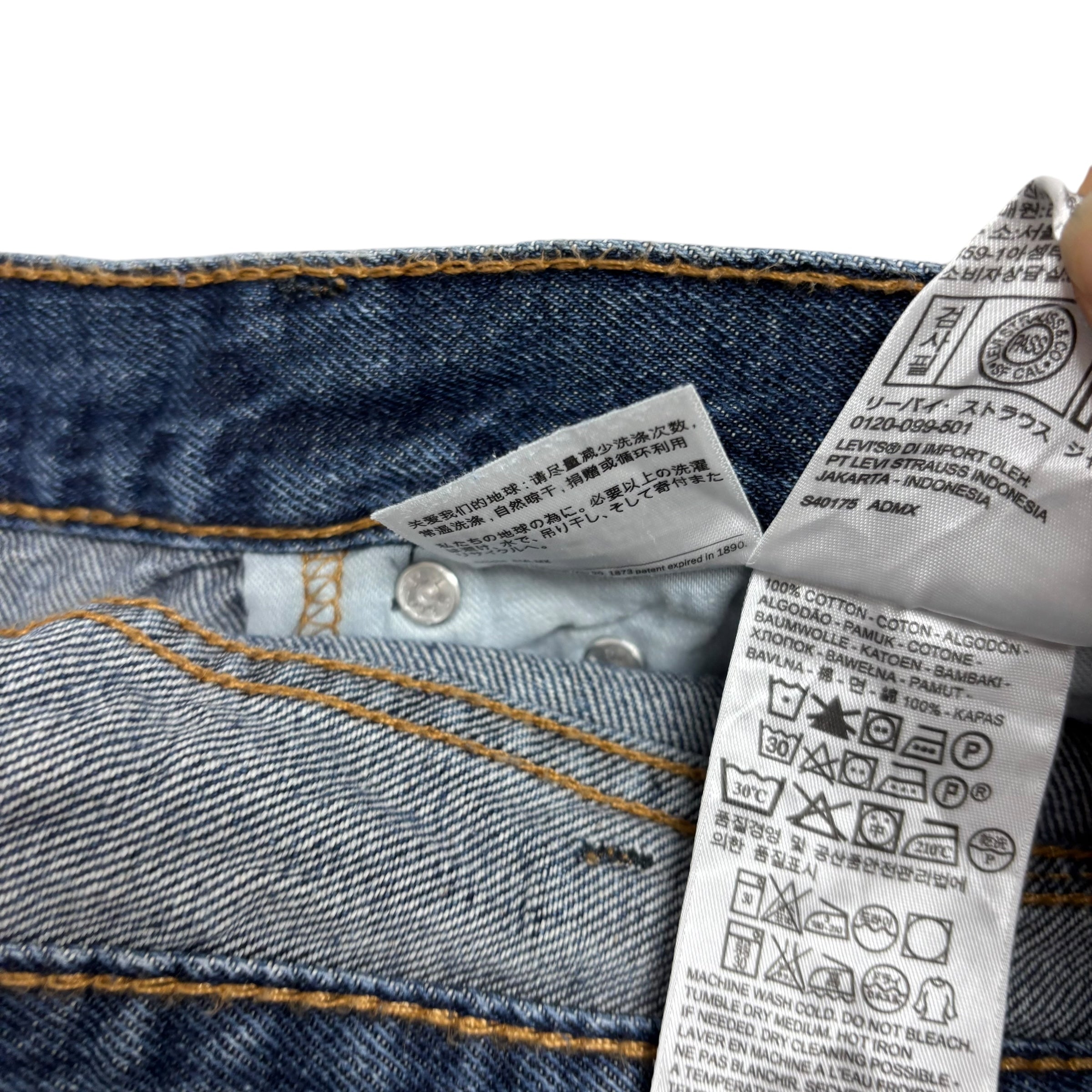 Levis 505 Jeans W40 L30 Mens Mid Blue Regular Straight Fit Denim (E)