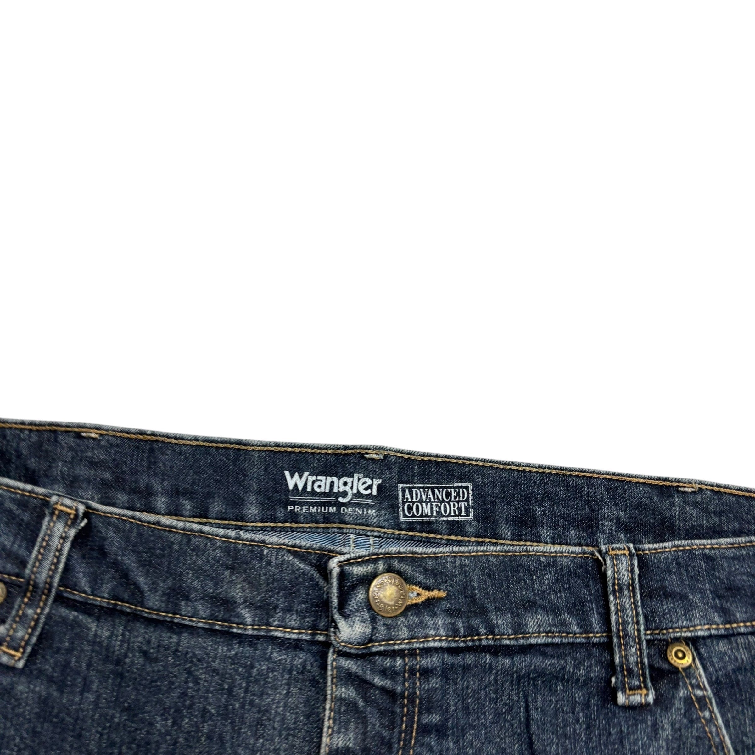 Wrangler Jeans W42 L30 Mens Dark Blue Regular Tapered Fit Stretch Denim (E)