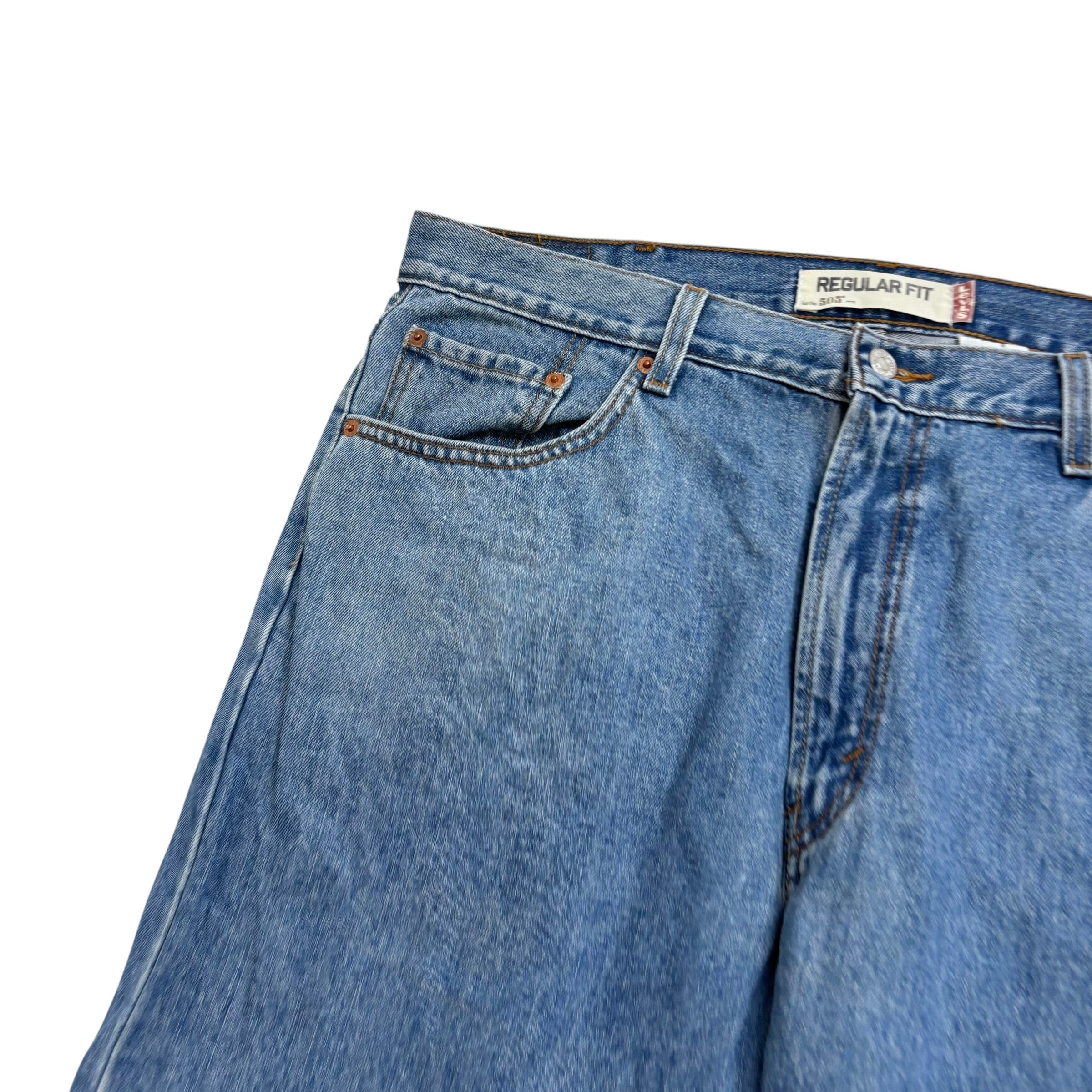 Levis 505 Jeans W38 L30 Mens Mid Blue Regular Straight Fit Vintage Denim