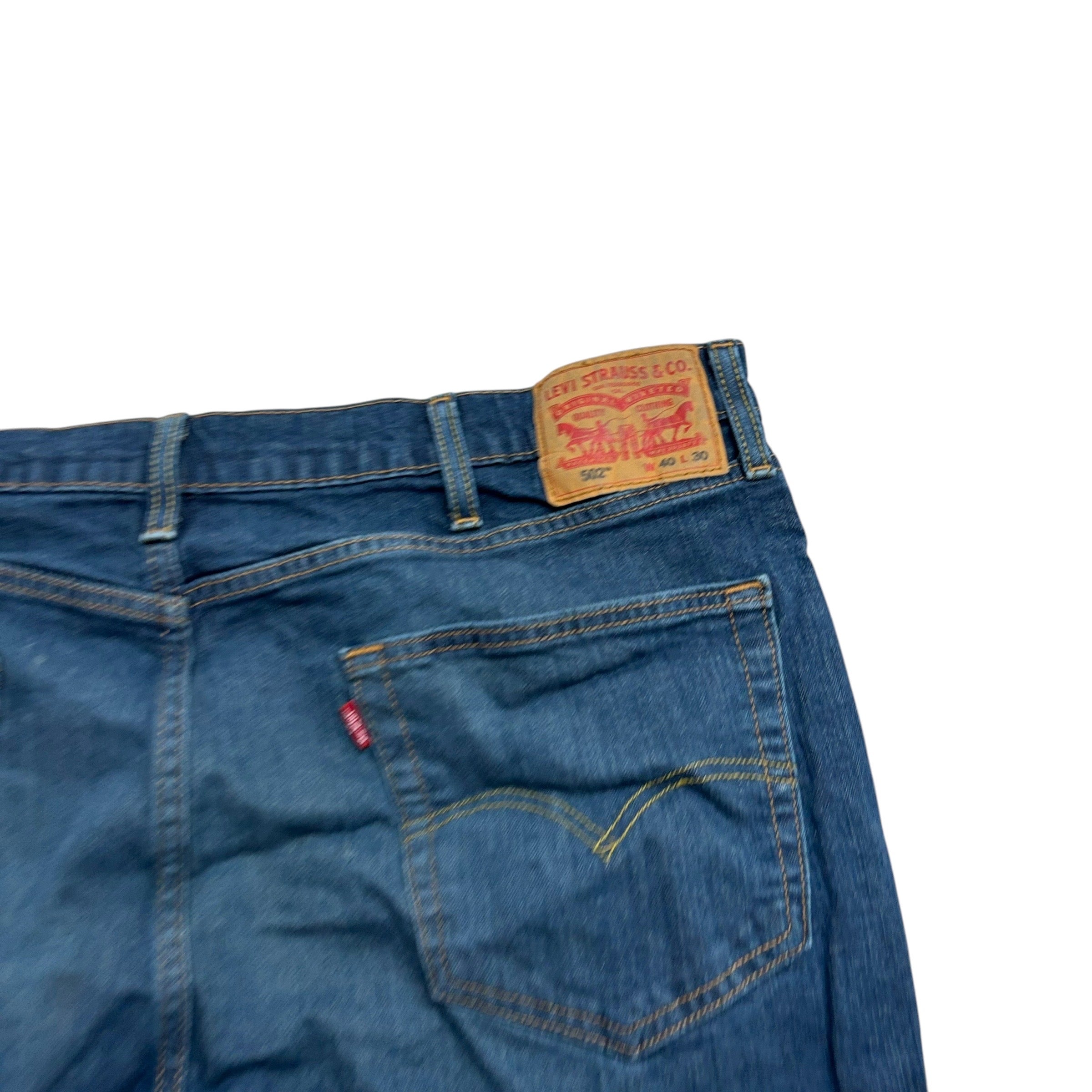 Levis 502 Jeans W40 L29 Mens Dark Blue Regular Tapered Fit Stretch Denim (E)
