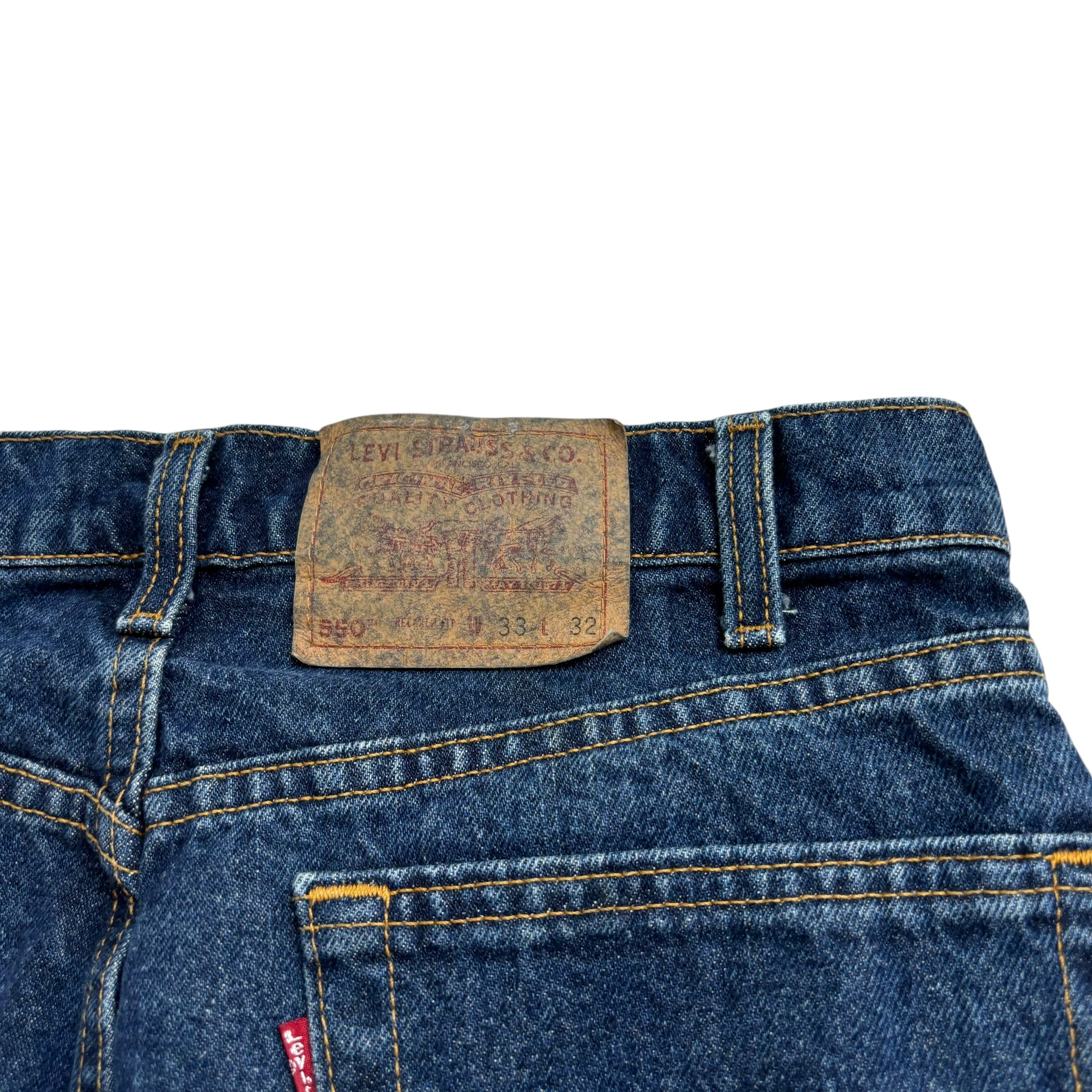 Levis 550 Jeans W31 L32 Mens Dark Blue Relaxed Straight Fit USA Made Vintage