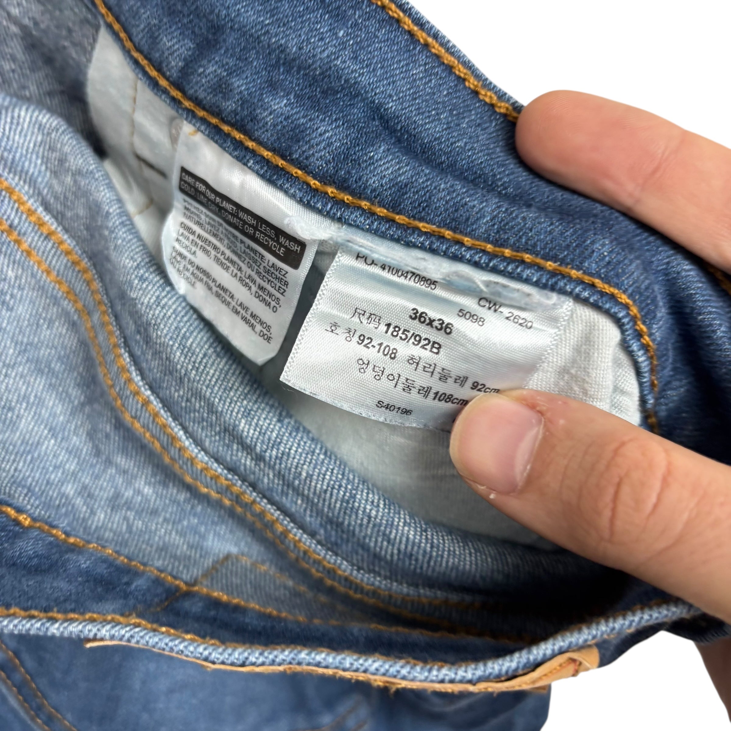 Levis 541 Jeans W36 L36 Mens Mid Blue Athletic Tapered Fit Stretch Denim (E)