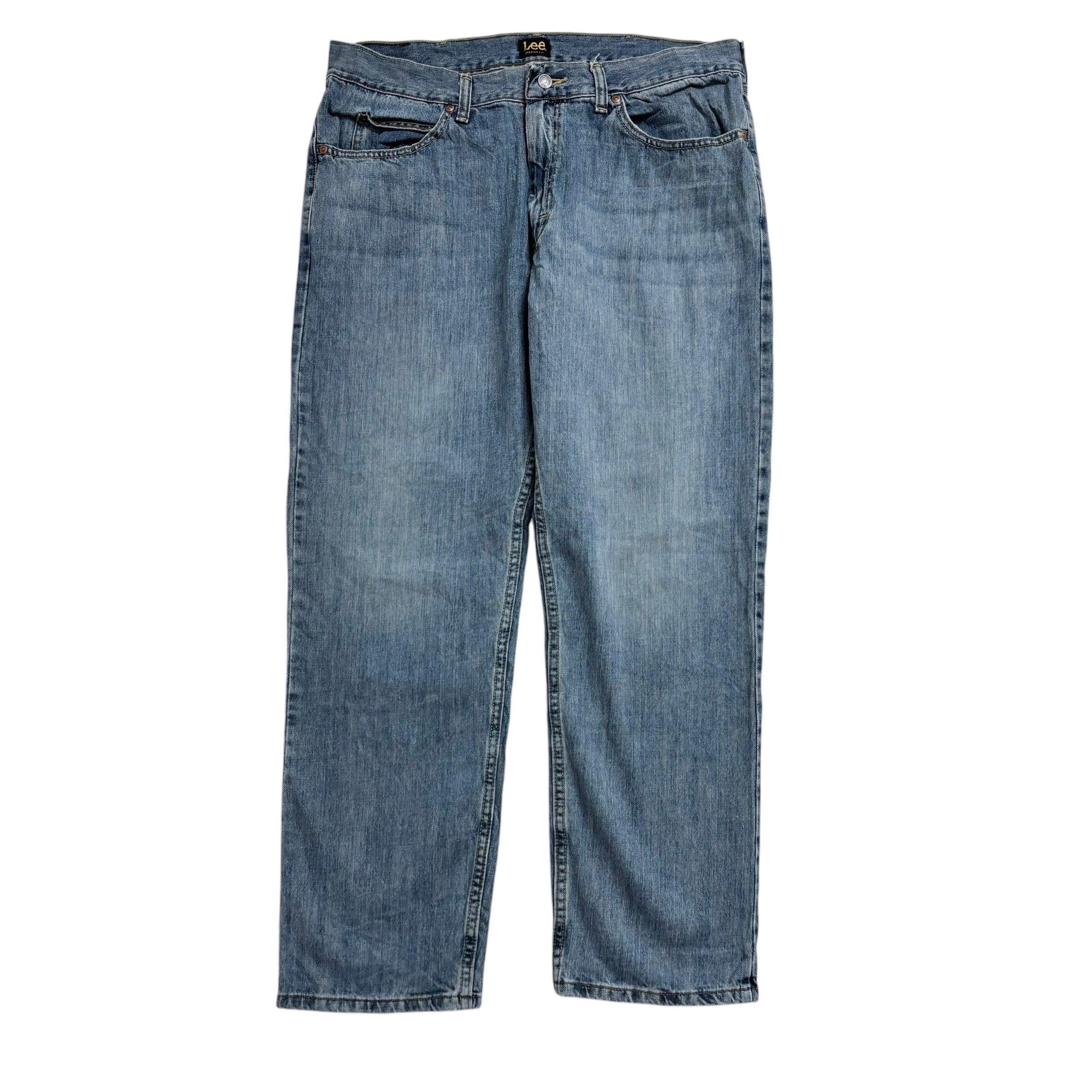 Lee Jeans W38 L30 Mens Light Blue Regular Straight Fit Denim (E)