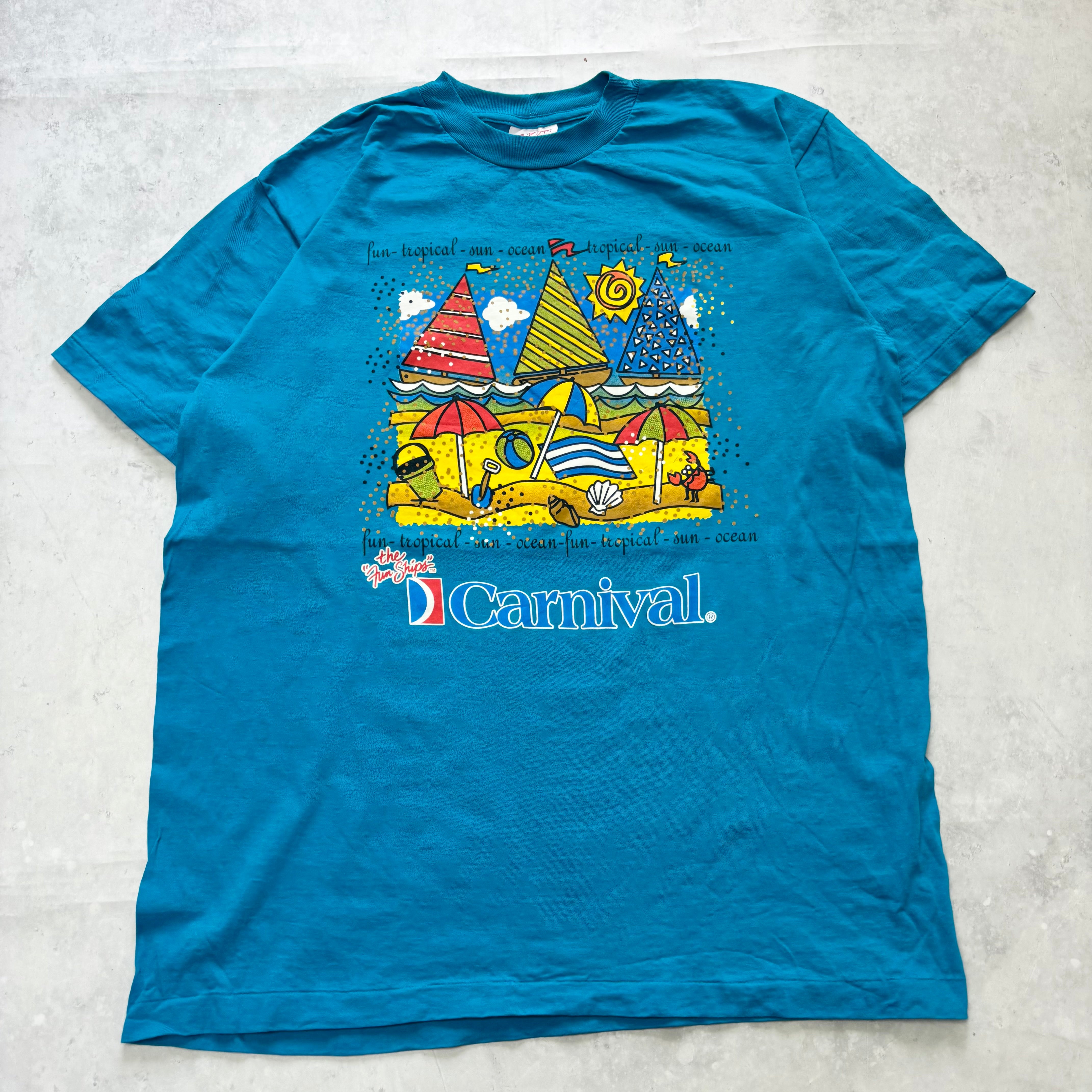 Vintage T Shirt Mens XXL Blue Single Stitch Graphic Print 90s USA Cruise (E)