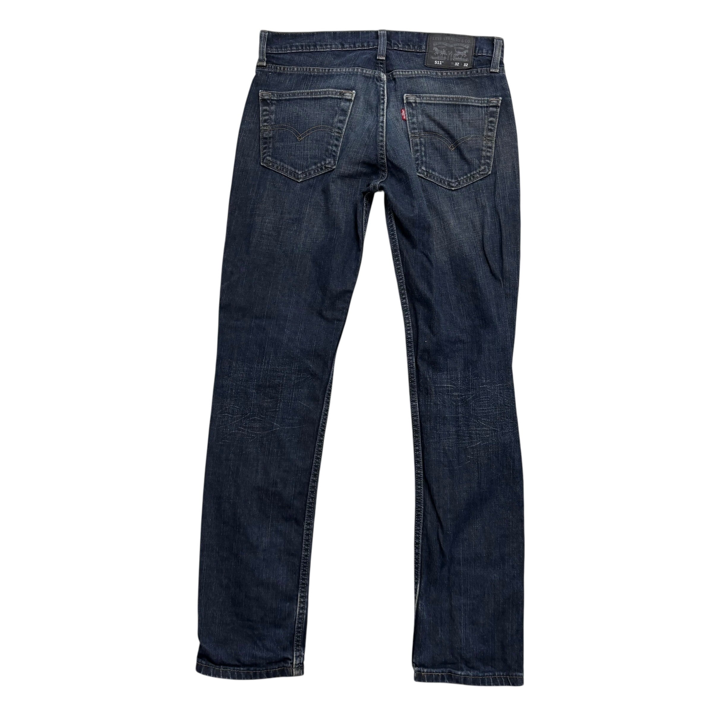 Levis 511 Jeans W32 L32 Mens Dark Blue Slim Fit Stretch Denim (F)