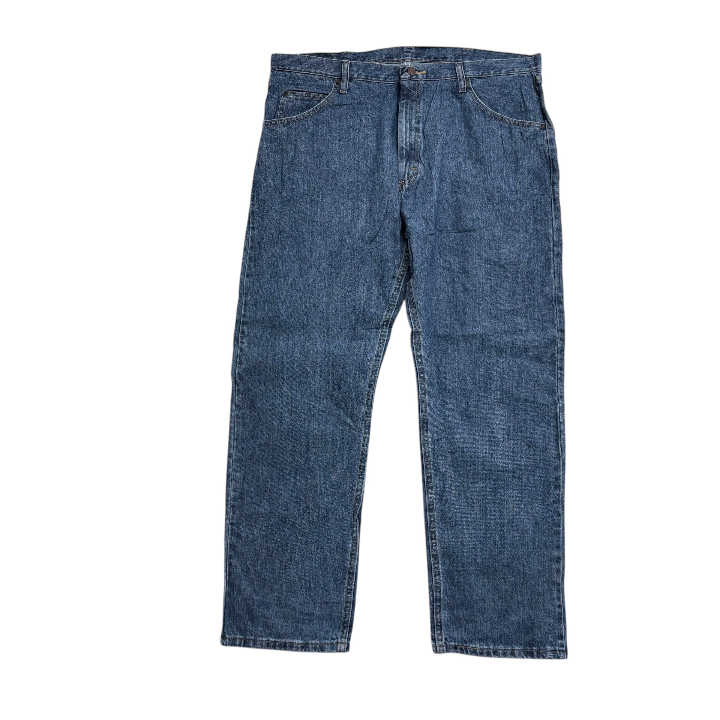 Wrangler Jeans W40 L30 Mens Mid Blue Regular Straight Fit Denim (E)