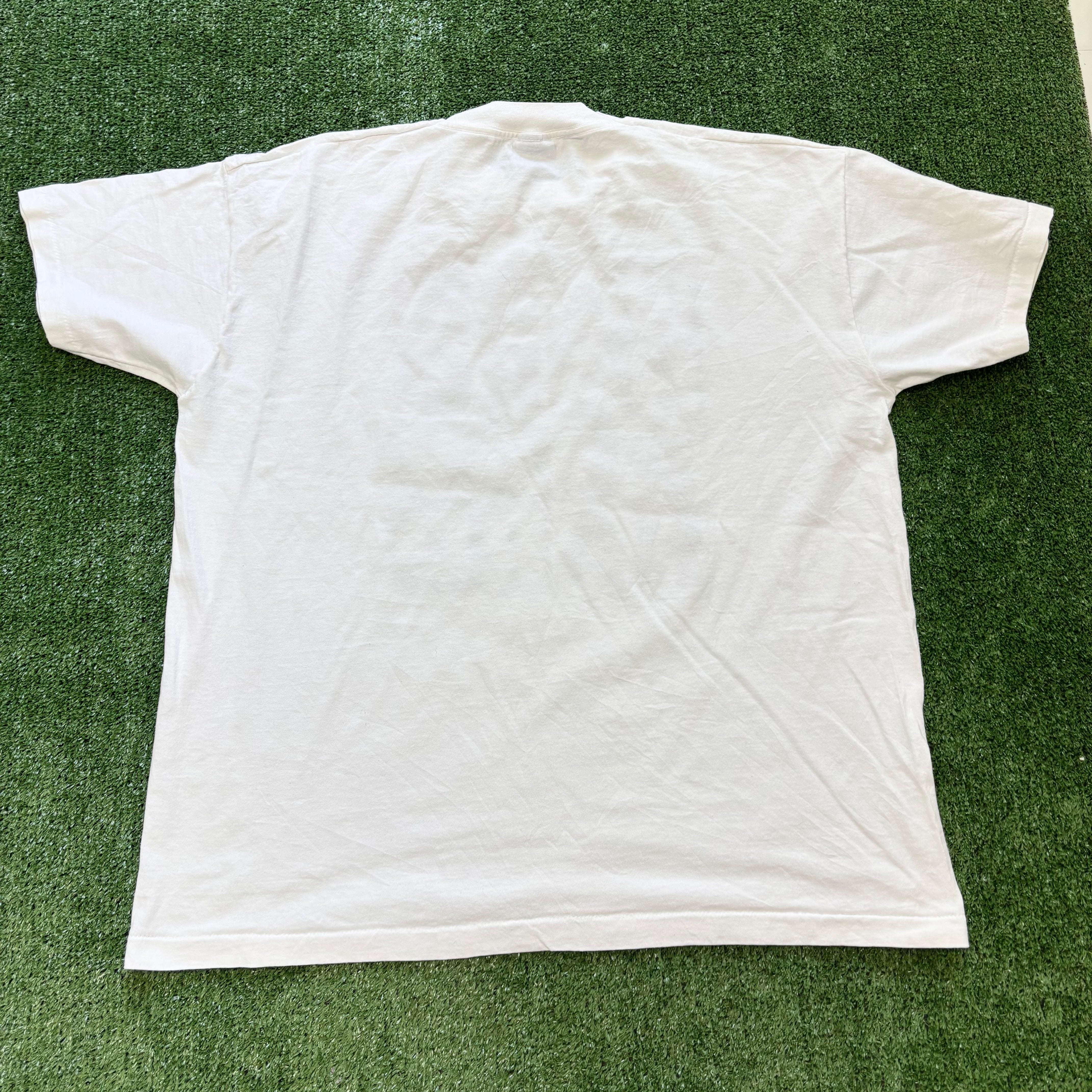 Vintage T Shirt Mens Large White Single Stitch Graphic Print 90s