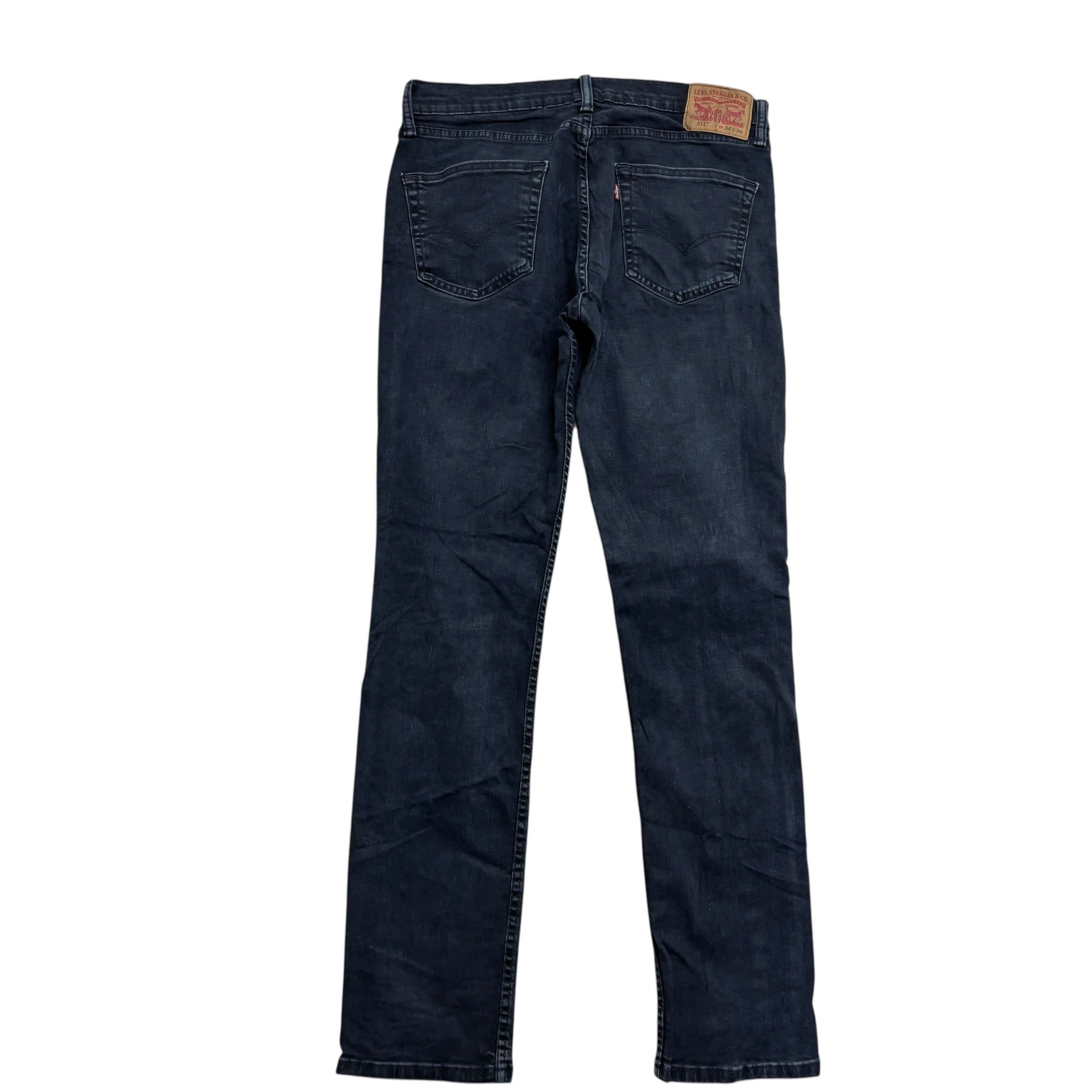 Levis 511 Jeans W34 L34 Mens Navy Blue Slim Fit Stretch Denim
