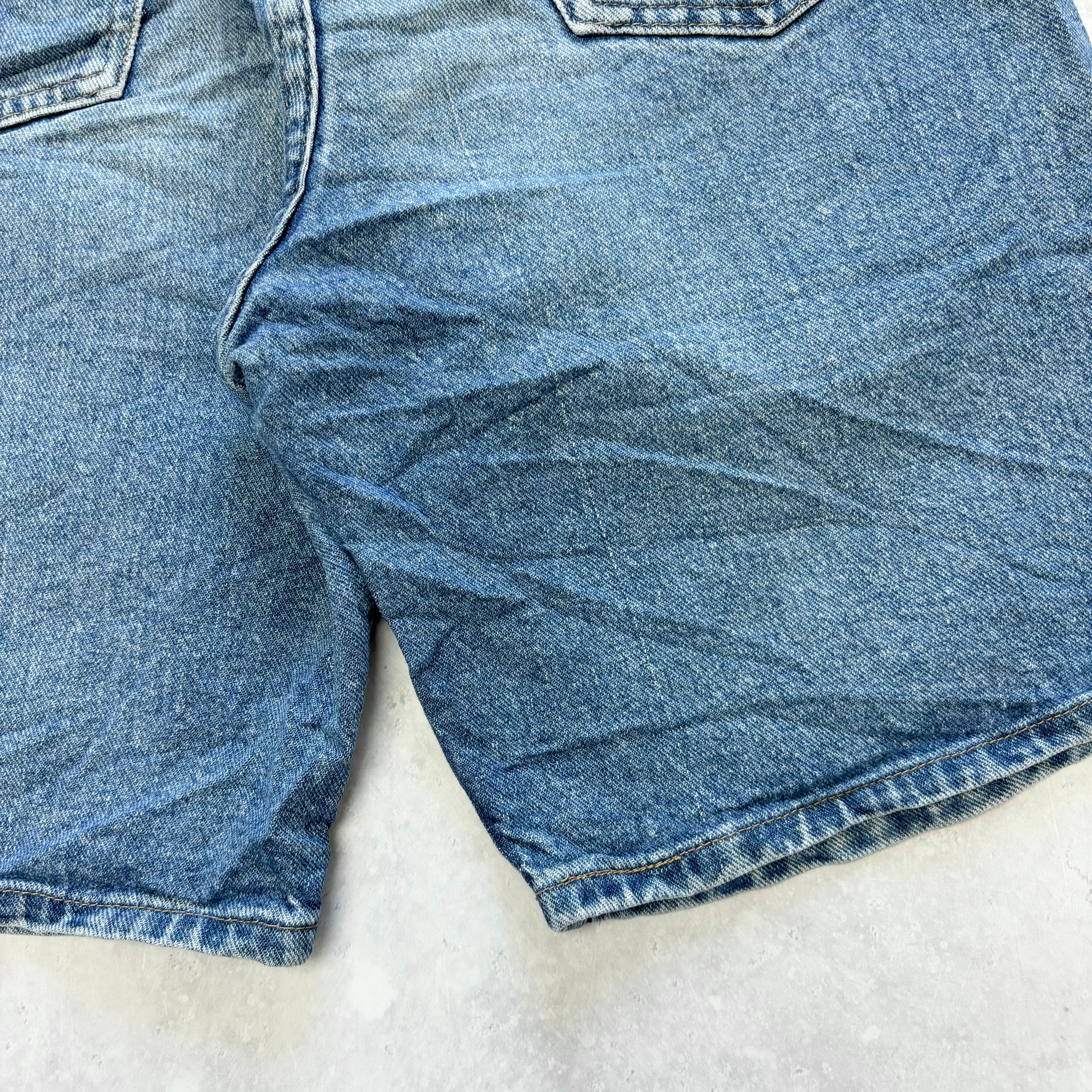 Vintage Wrangler Jorts W28 Mens Denim Shorts Mid Blue Baggy Relaxed Fit