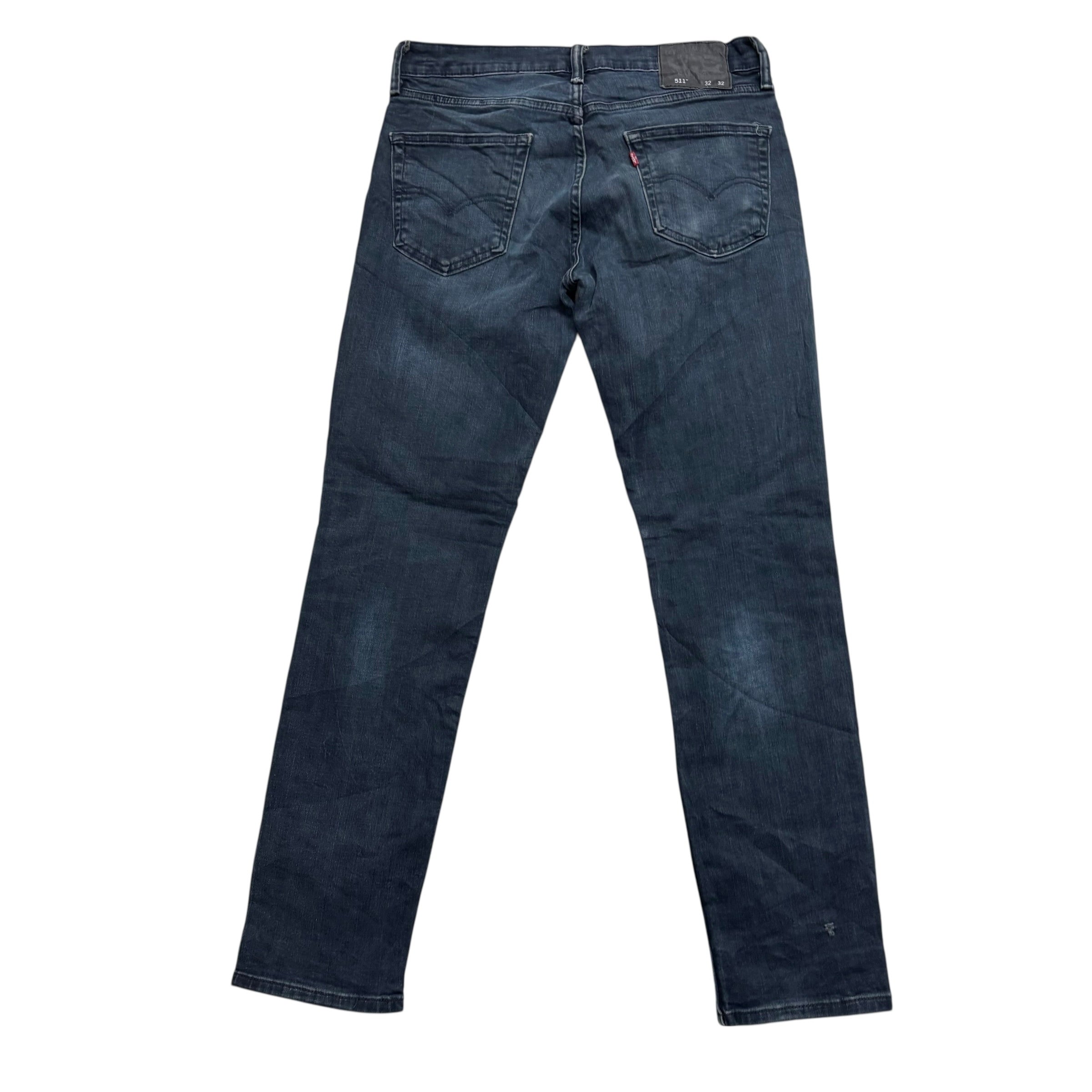 Levis 511 Jeans W32 L32 Mens Navy Blue Slim Fit Stretch Denim (F)